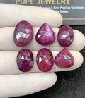 Natural Ruby Gemstone Rose Cut Mix Shape Cabochon High Quality Loose Gemstones For Jewelry Making 14-19 MM Size 6 Pcs V2566