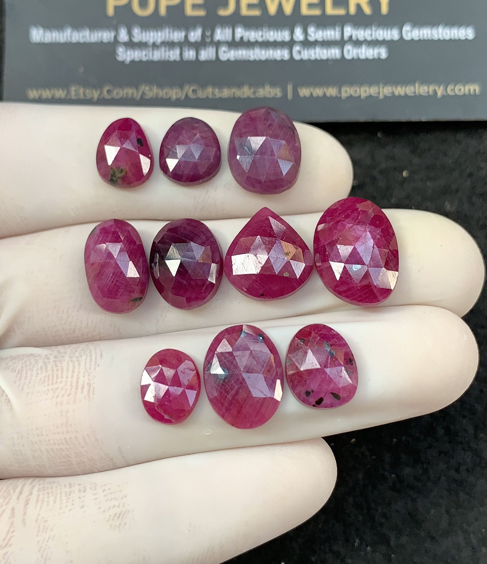 Natural Ruby Gemstone Rose Cut Mix Shape Cabochon High Quality Loose Gemstones For Jewelry Making 10-15 MM Size 10 Pcs V2573