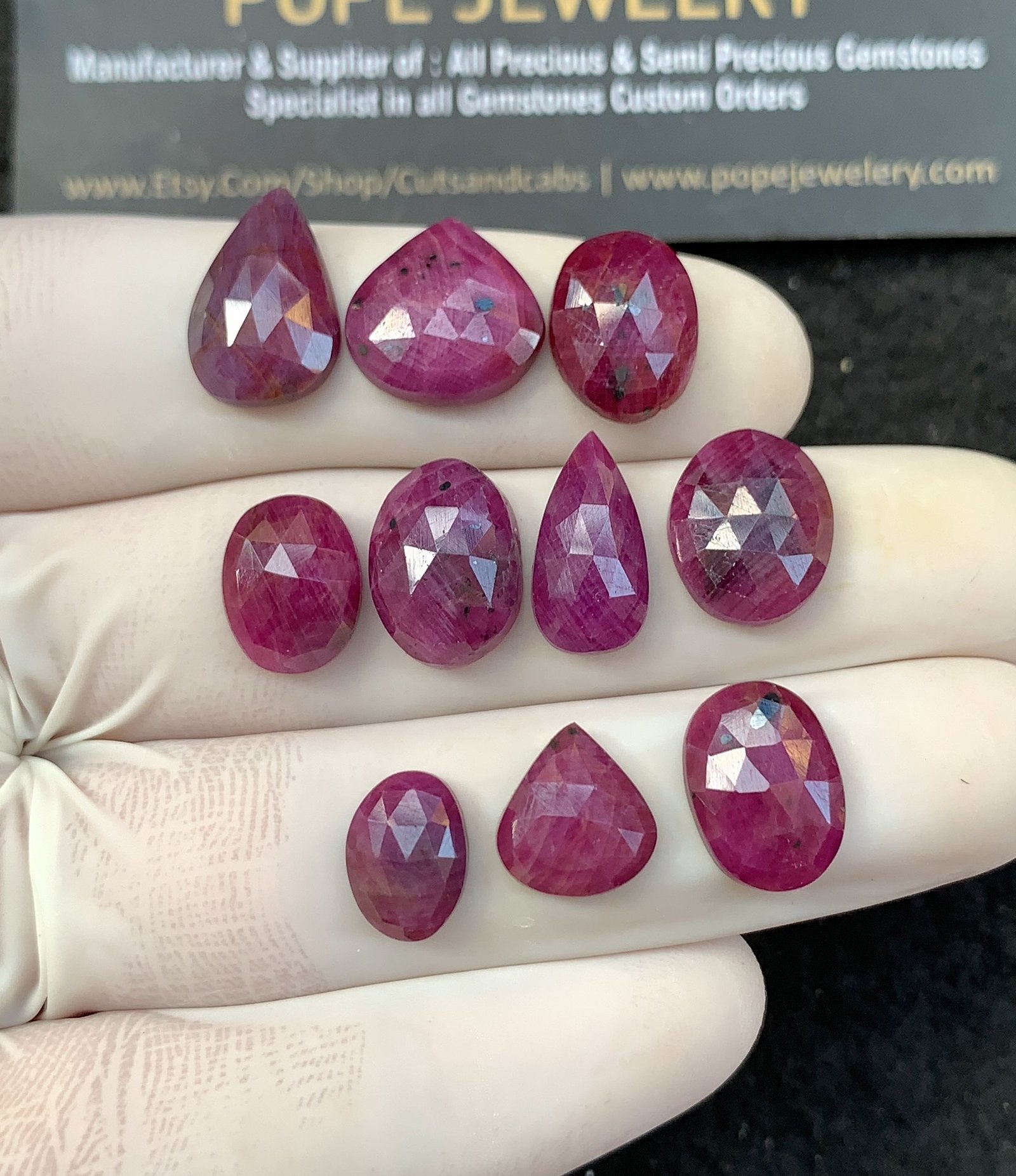 Natural Ruby Gemstone Rose Cut Mix Shape Cabochon High Quality Loose Gemstones For Jewelry Making 10-15 MM Size 10 Pcs V2577
