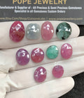 Natural Mix Sapphire Gemstone Rose Cut Mix Cabochon High Quality Loose Gemstones For Jewelry Making 10-16 MM Size 10 Pcs V2579