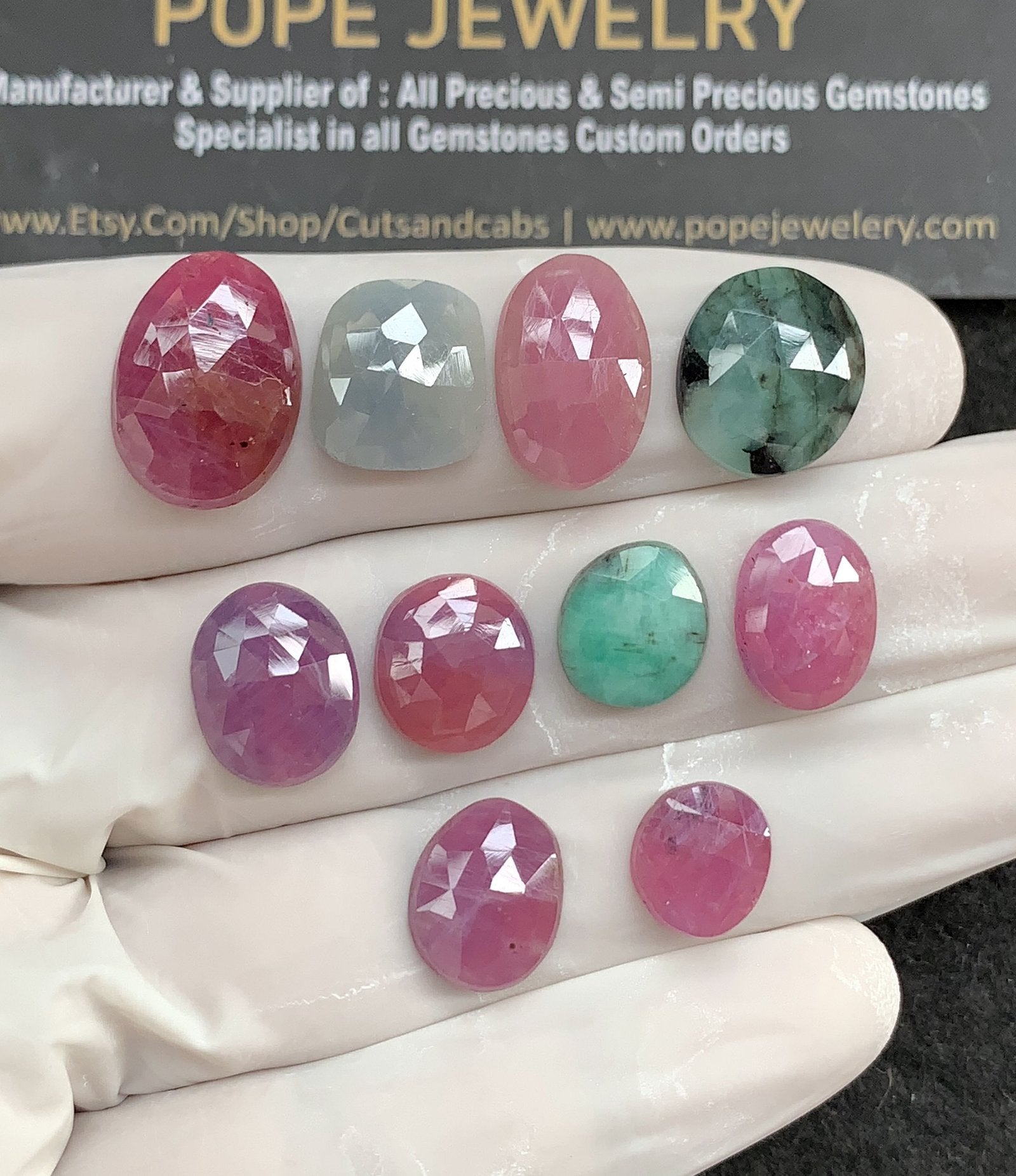Natural Mix Sapphire Gemstone Rose Cut Mix Cabochon High Quality Loose Gemstones For Jewelry Making 10-16 MM Size 10 Pcs V2579