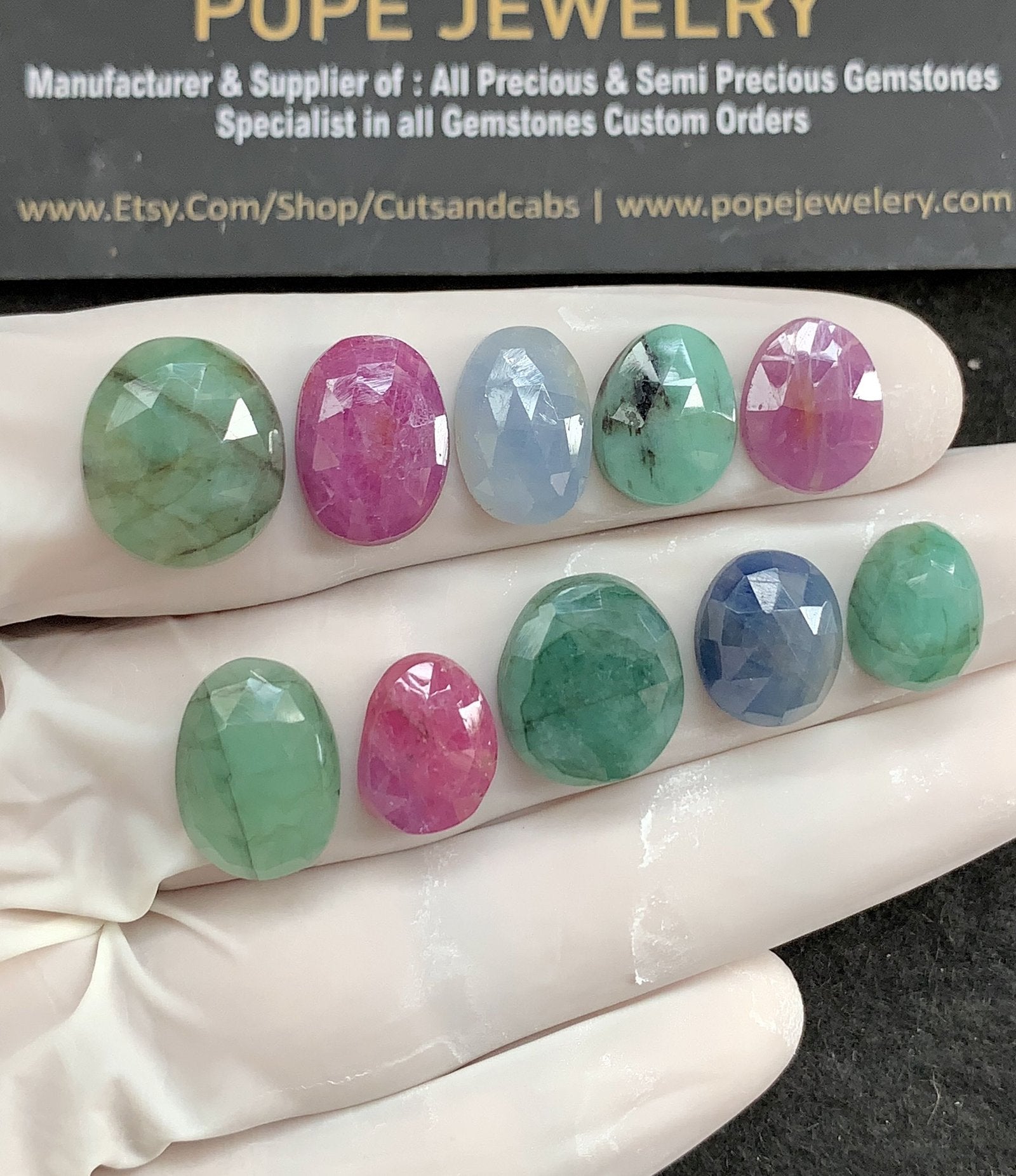 Natural Mix Sapphire Gemstone Rose Cut Mix Cabochon High Quality Loose Gemstones For Jewelry Making 12-15 MM Size 10 Pcs V2580
