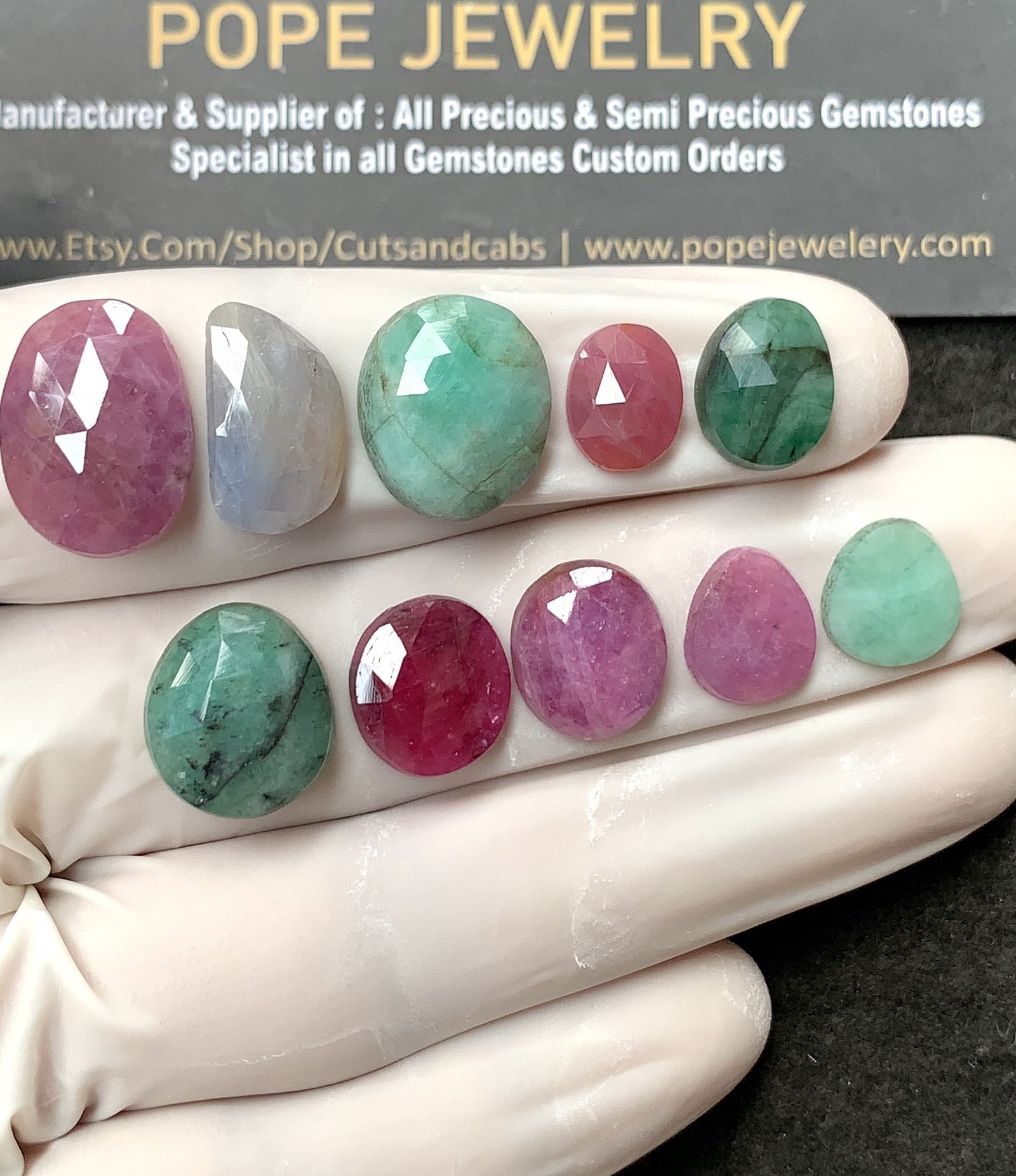 Natural Mix Sapphire Gemstone Rose Cut Mix Cabochon High Quality Loose Gemstones For Jewelry Making 10-16 MM Size 10 Pcs V2582