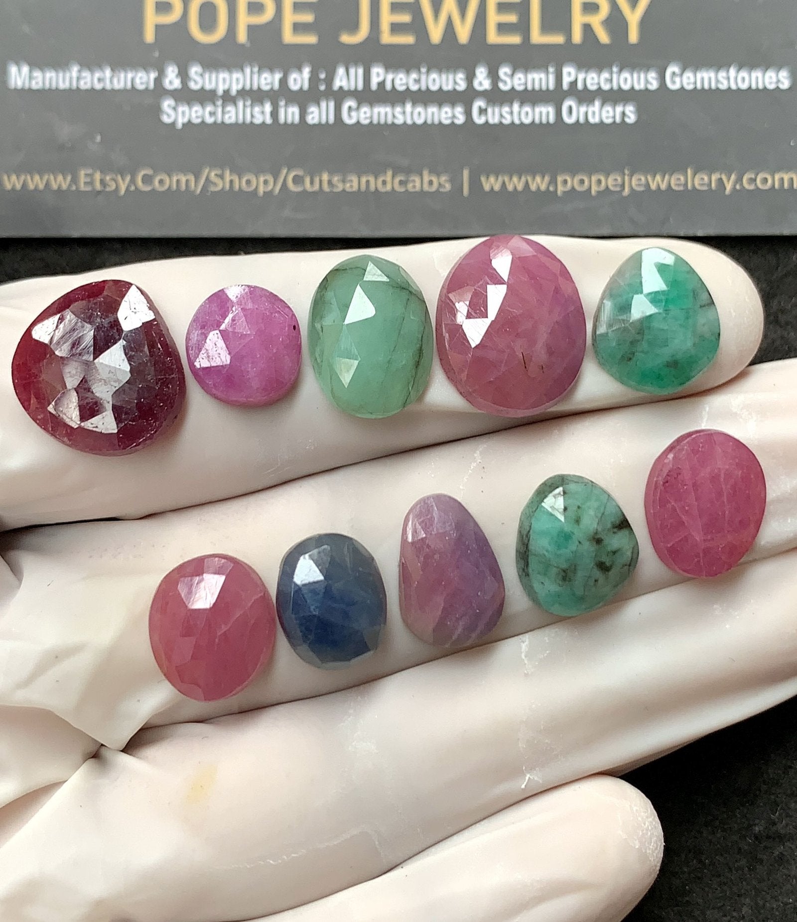 Natural Mix Sapphire Gemstone Rose Cut Mix Cabochon High Quality Loose Gemstones For Jewelry Making 10-16 MM Size 10 Pcs V2588