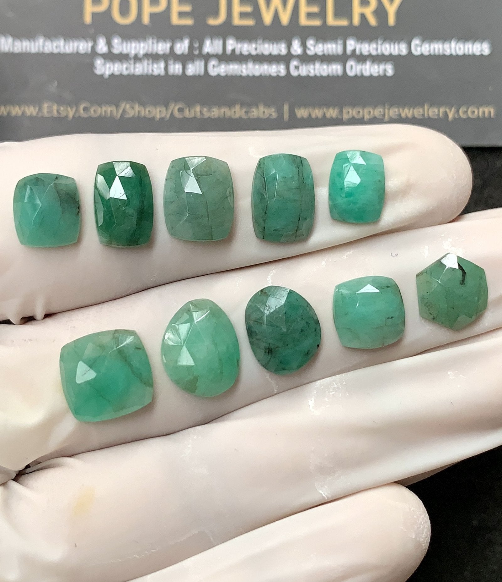 Natural Emerald Gemstone Rose Cut Mix Cabochon High Quality Loose Gemstones For Jewelry Making 8-11 MM Size 10 Pcs V2589