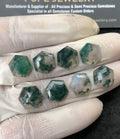 Natural Moss Agate Gemstone Step Cut Hexagon Shape Cabochon High Quality Loose Gemstones For Jewelry Making 12 MM Size 8 Pc V3012
