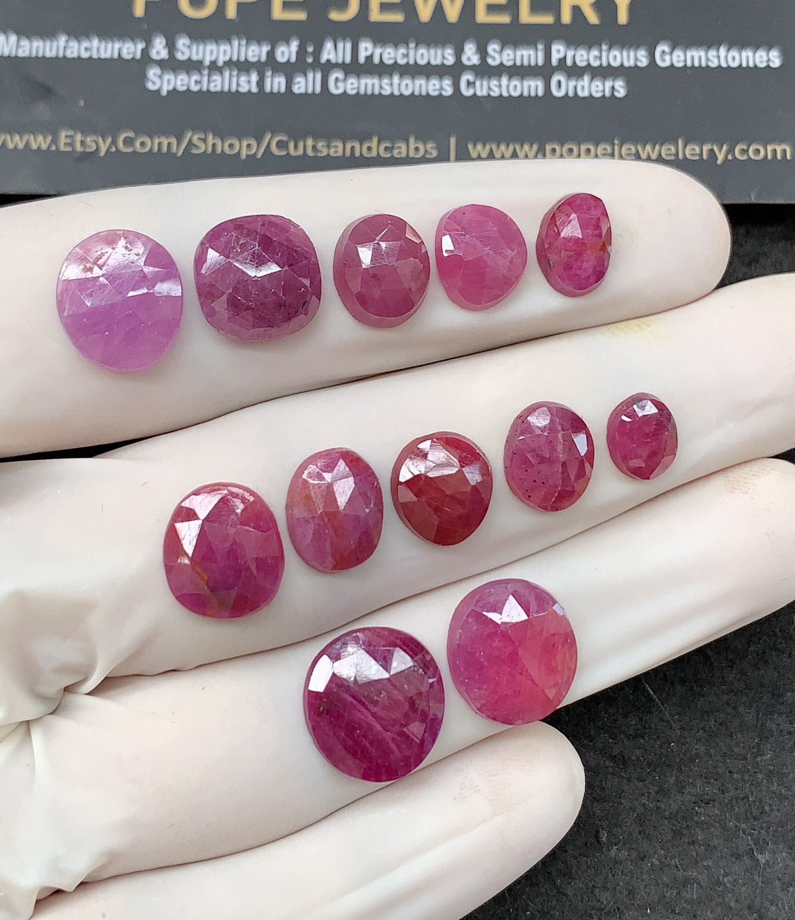 Natural Ruby Gemstone Rose Cut Mix Shape Cabochon High Quality Loose Gemstones For Jewelry Making 9-13 MM Size 12 Pcs V2595