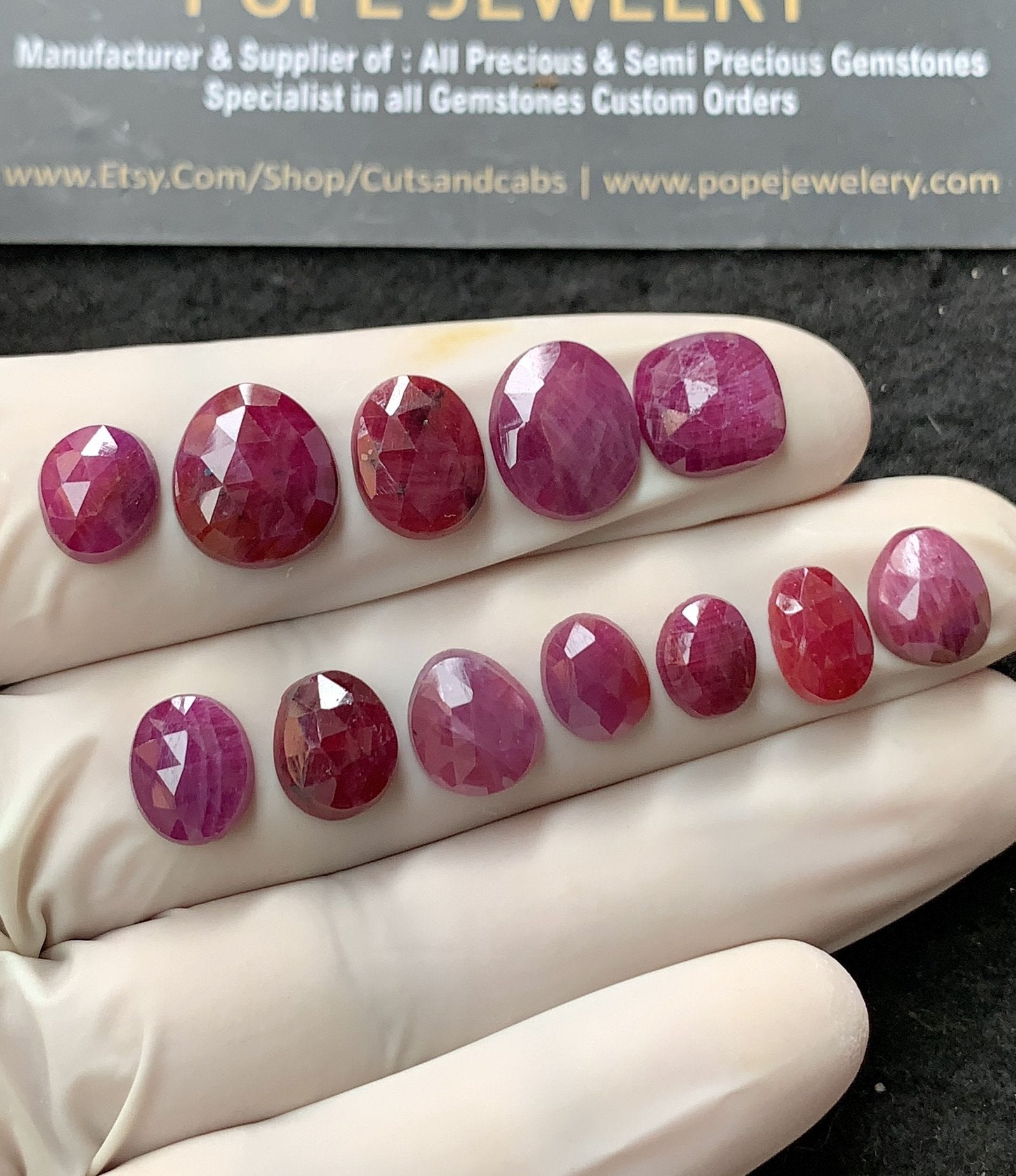 Natural Ruby Gemstone Rose Cut Mix Shape Cabochon High Quality Loose Gemstones For Jewelry Making 7-13 MM Size 12 Pcs V2597