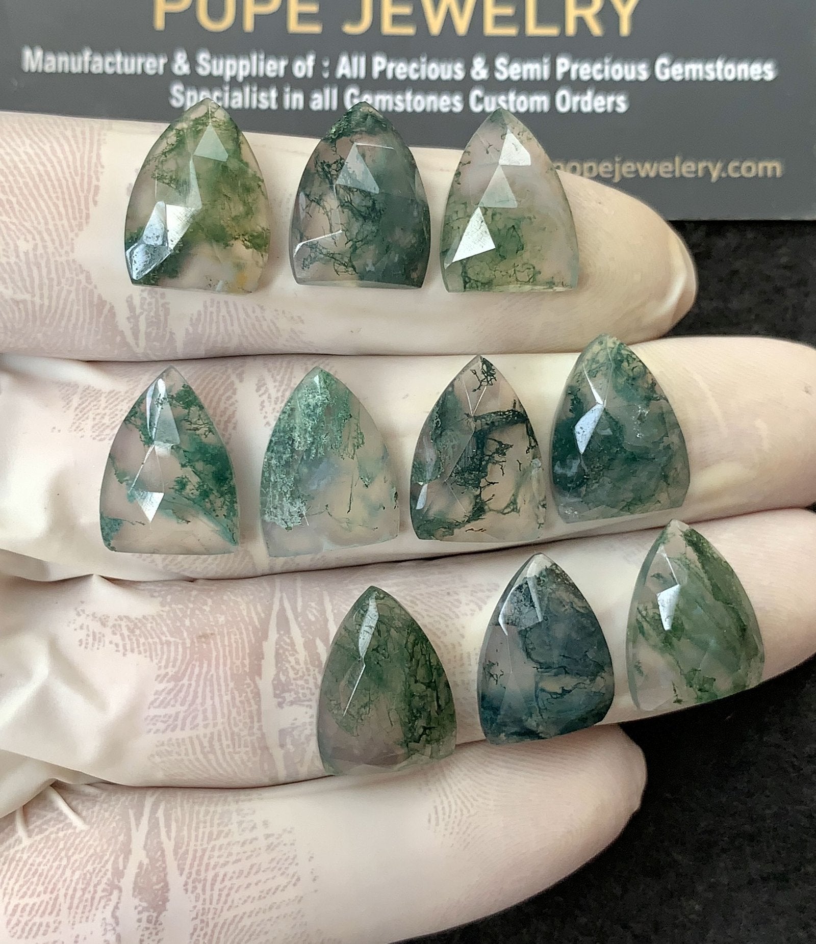 Natural Moss Agate Gemstone Rose Cut Fancy Shape Cabochon High Quality Loose Gemstones For Jewelry Making 16x12 MM Size 10 Pc V3017