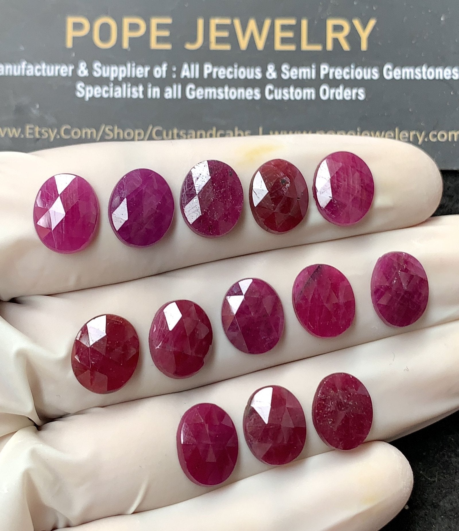 Natural Ruby Gemstone Rose Cut Oval Shape Cabochon High Quality Loose Gemstones For Jewelry Making 11x9 MM Size 13 Pcs V2602