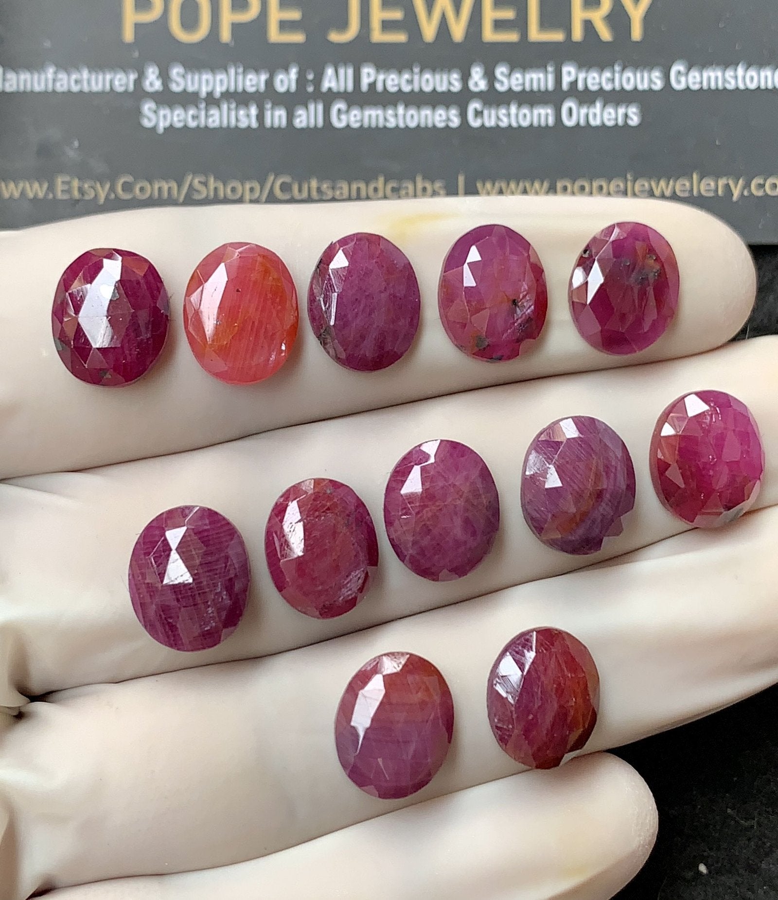Natural Ruby Gemstone Rose Cut Oval Shape Cabochon High Quality Loose Gemstones For Jewelry Making 11x9 MM Size 12 Pcs V2604