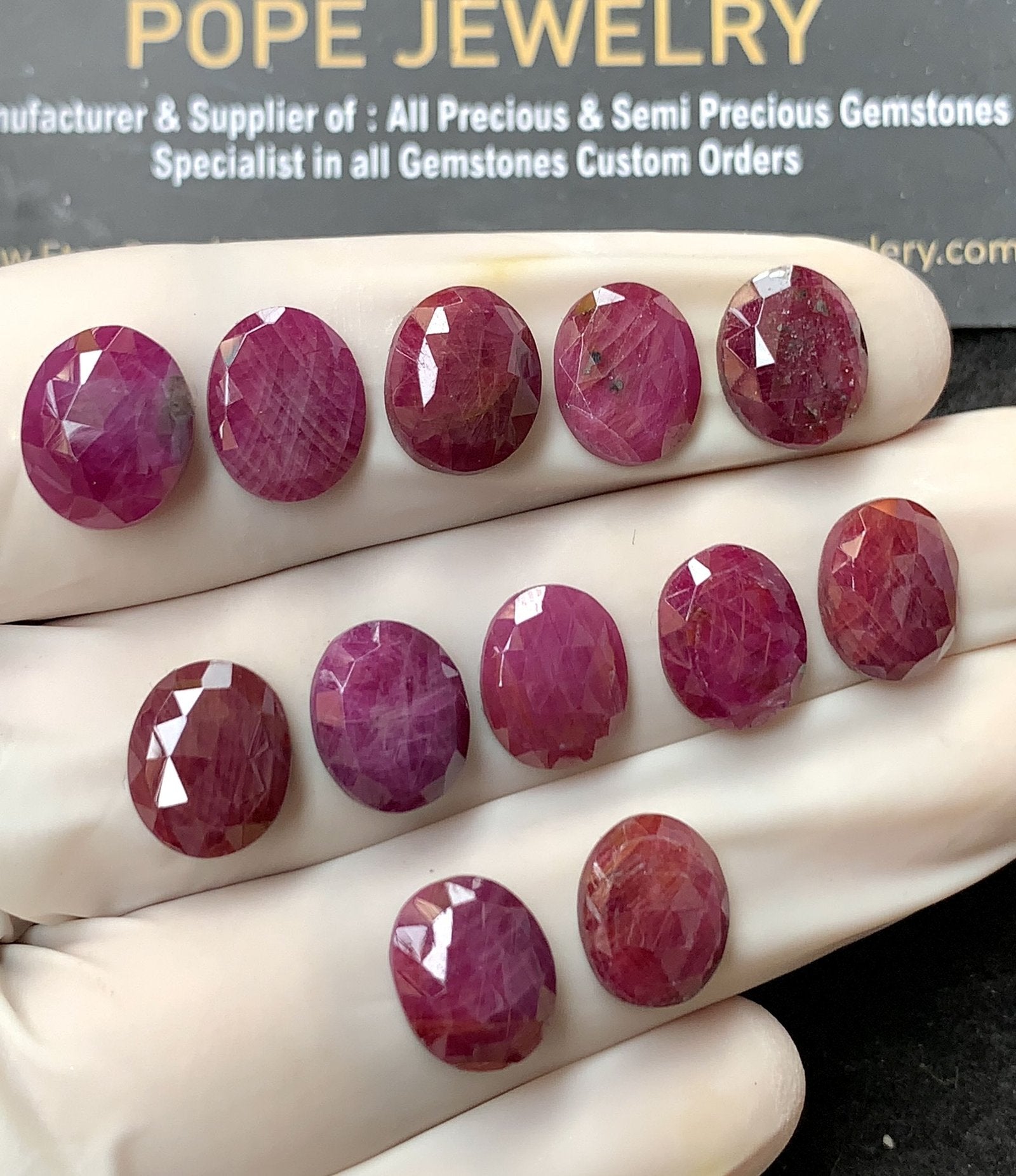 Natural Ruby Gemstone Rose Cut Oval Shape Cabochon High Quality Loose Gemstones For Jewelry Making 11x9 MM Size 12 Pcs V2605