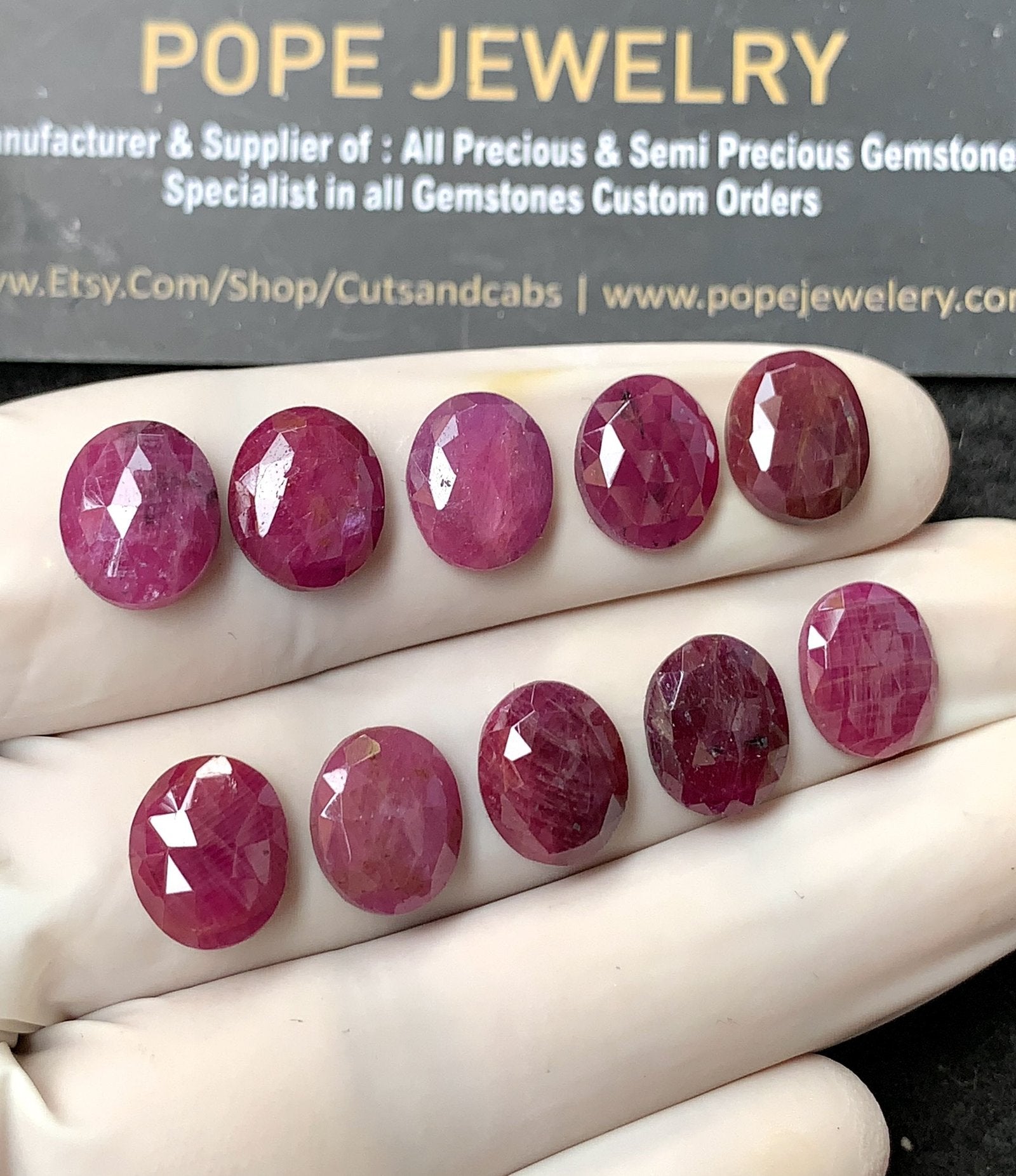 Natural Ruby Gemstone Rose Cut Oval Shape Cabochon High Quality Loose Gemstones For Jewelry Making 11x9 MM Size 10 Pcs V2607