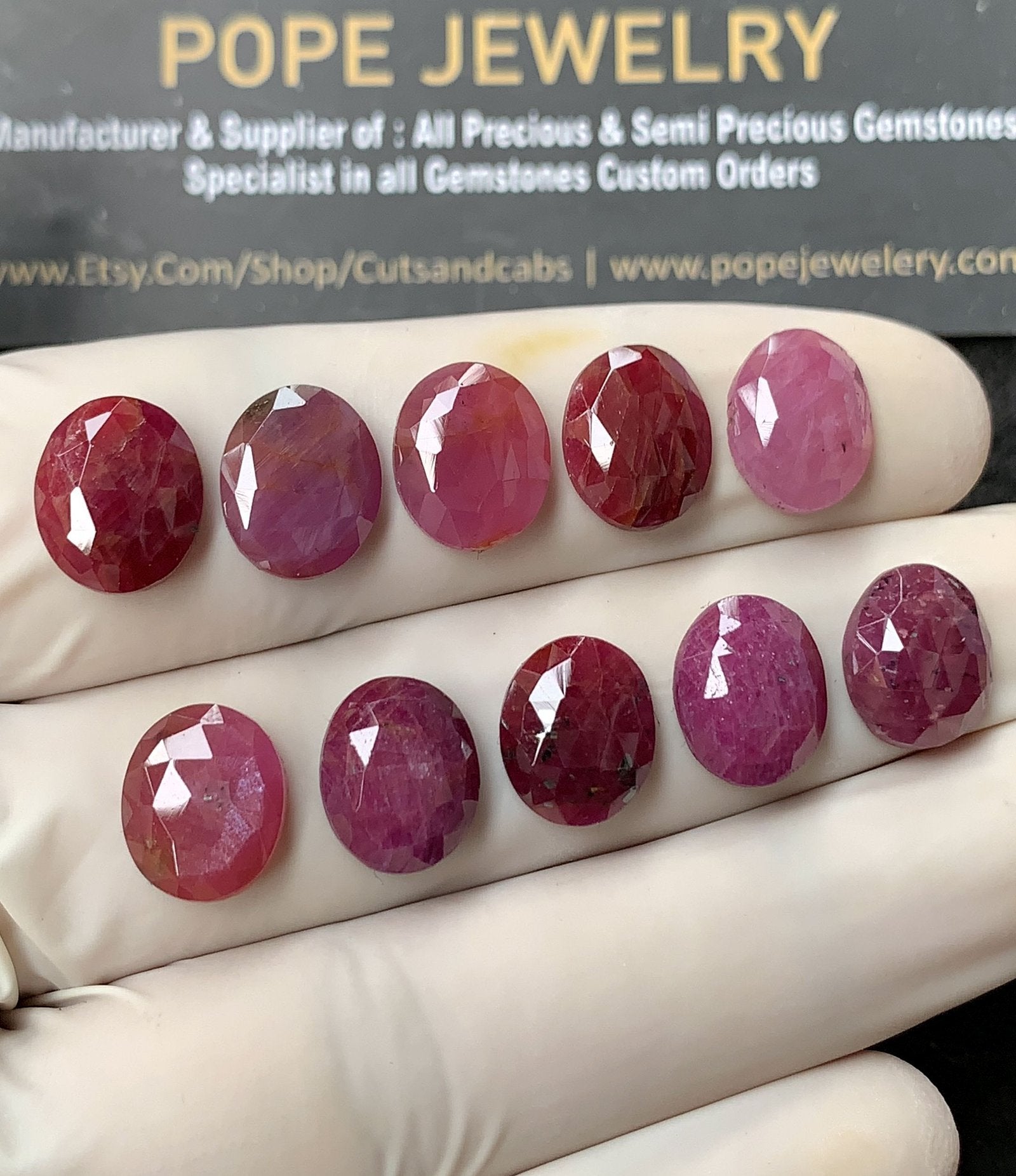 Natural Ruby Gemstone Rose Cut Oval Shape Cabochon High Quality Loose Gemstones For Jewelry Making 11x9 MM Size 10 Pcs V2608