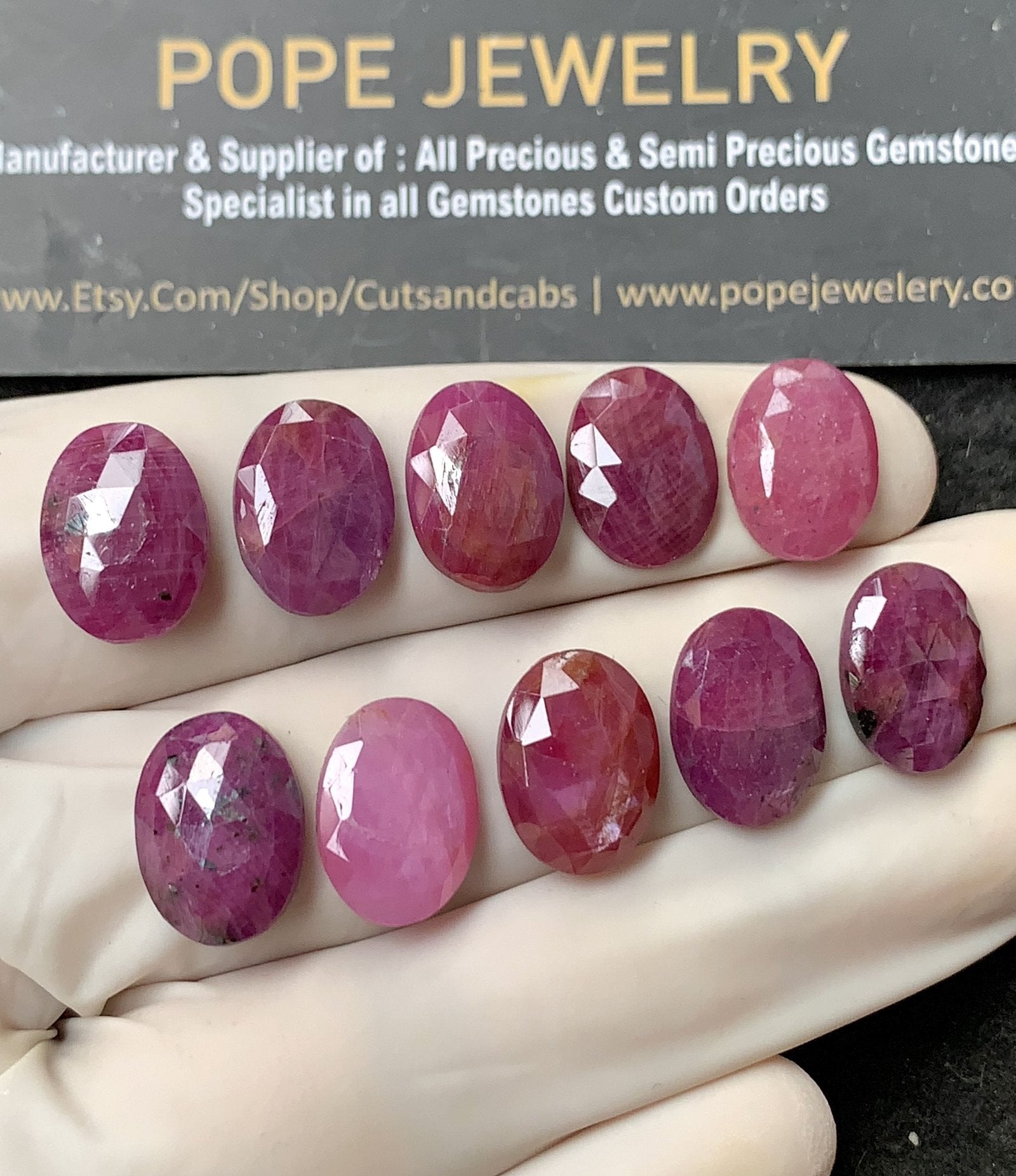 Natural Ruby Gemstone Rose Cut Oval Shape Cabochon High Quality Loose Gemstones For Jewelry Making 14x10 MM Size 10 Pcs V2610