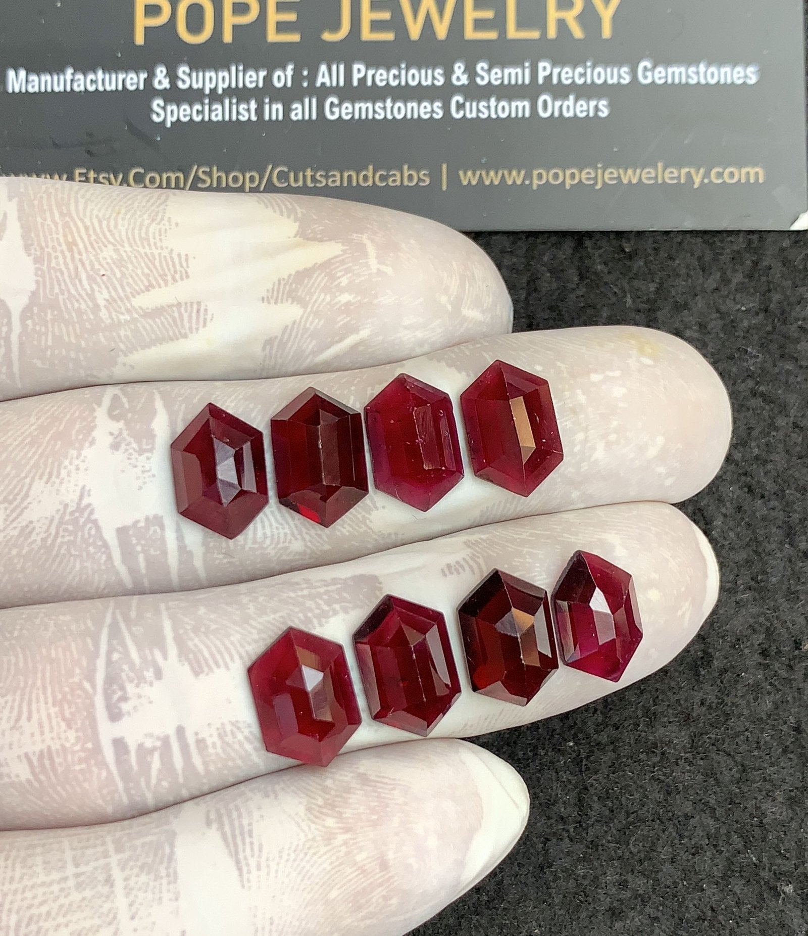 Natural Garnet Gemstone Step Cut Hexagon Shape Cabochon High Quality Loose Gemstones For Jewelry Making 12x8 MM Size 8 Pcs V4327