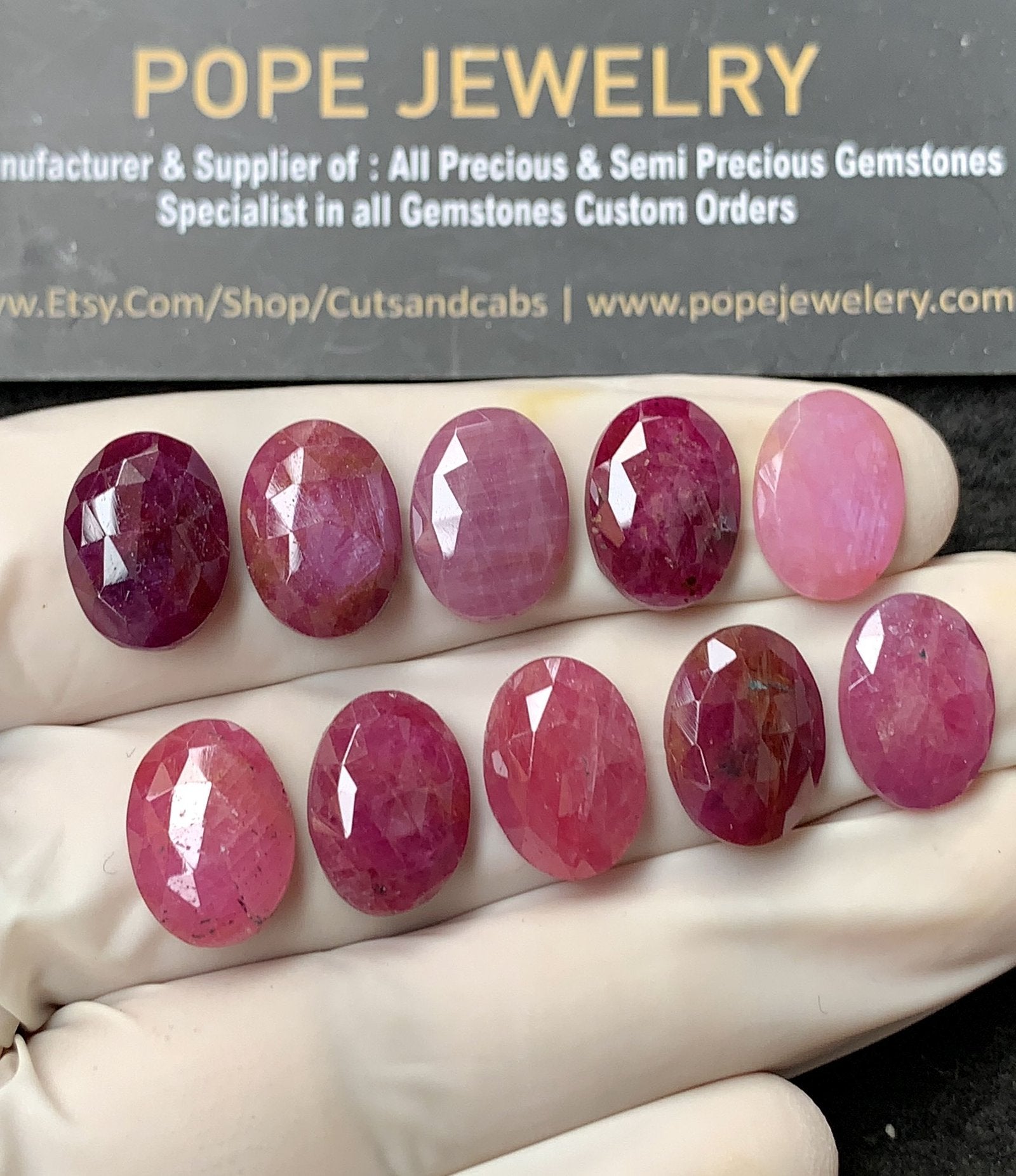 Natural Ruby Gemstone Rose Cut Oval Shape Cabochon High Quality Loose Gemstones For Jewelry Making 14x10 MM Size 10 Pcs V2611