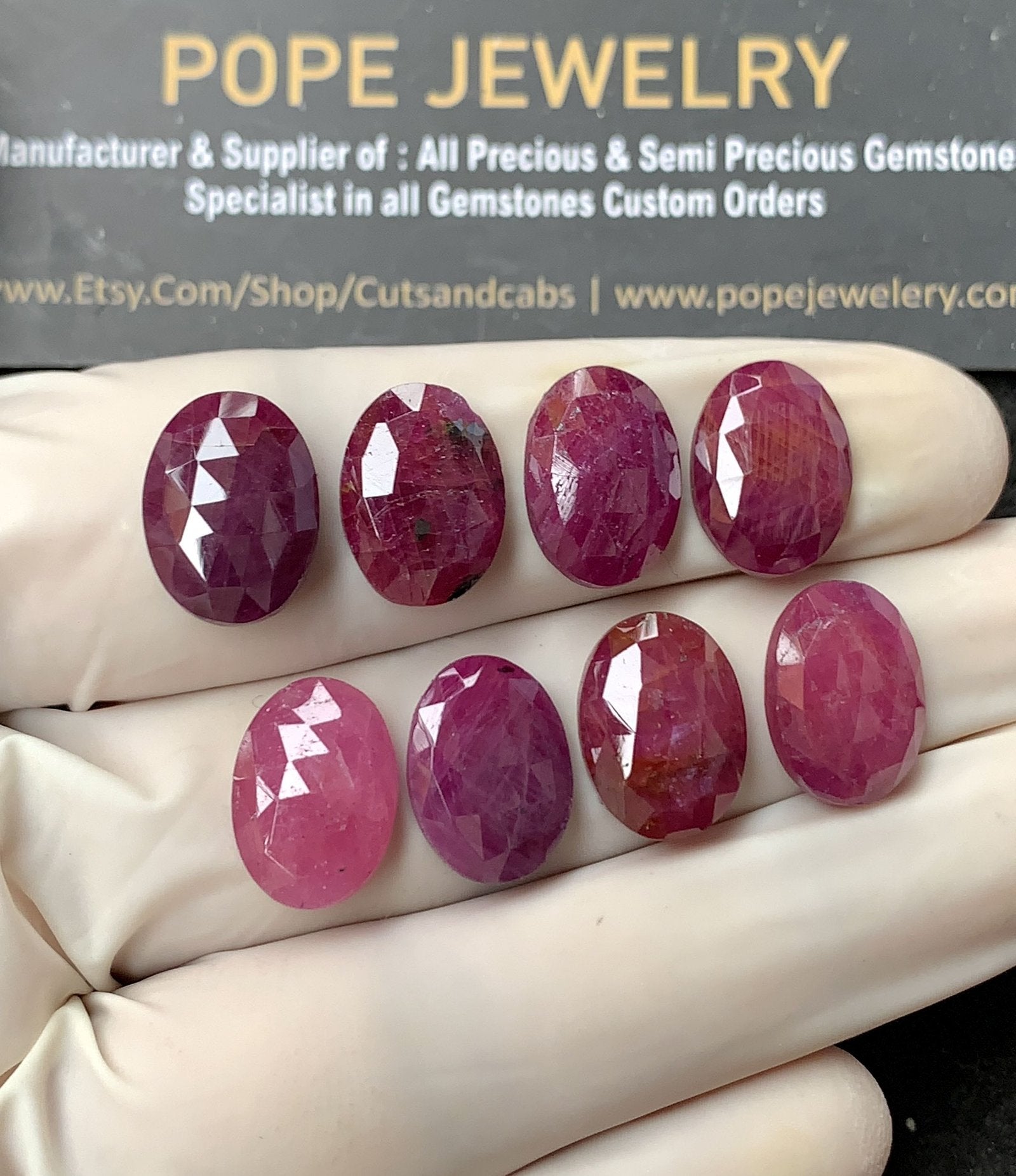 Natural Ruby Gemstone Rose Cut Oval Shape Cabochon High Quality Loose Gemstones For Jewelry Making 14x10 MM Size 8 Pcs V2612