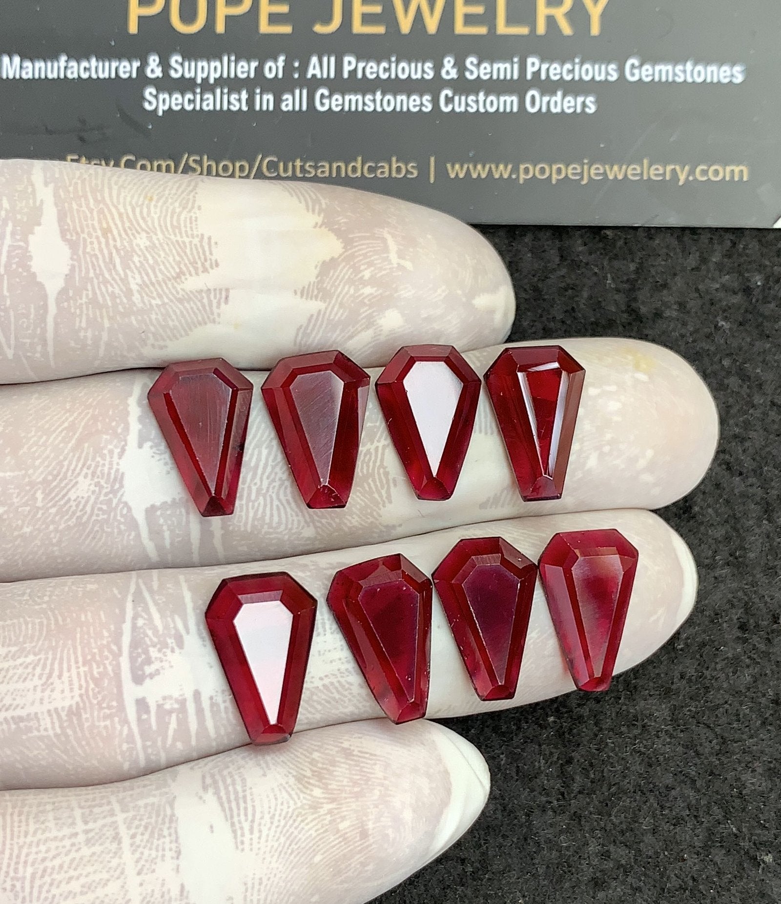 Natural Garnet Gemstone Step Cut Coffin Shape Cabochon High Quality Loose Gemstones For Jewelry Making 15x10 MM Size 8 Pcs V4330