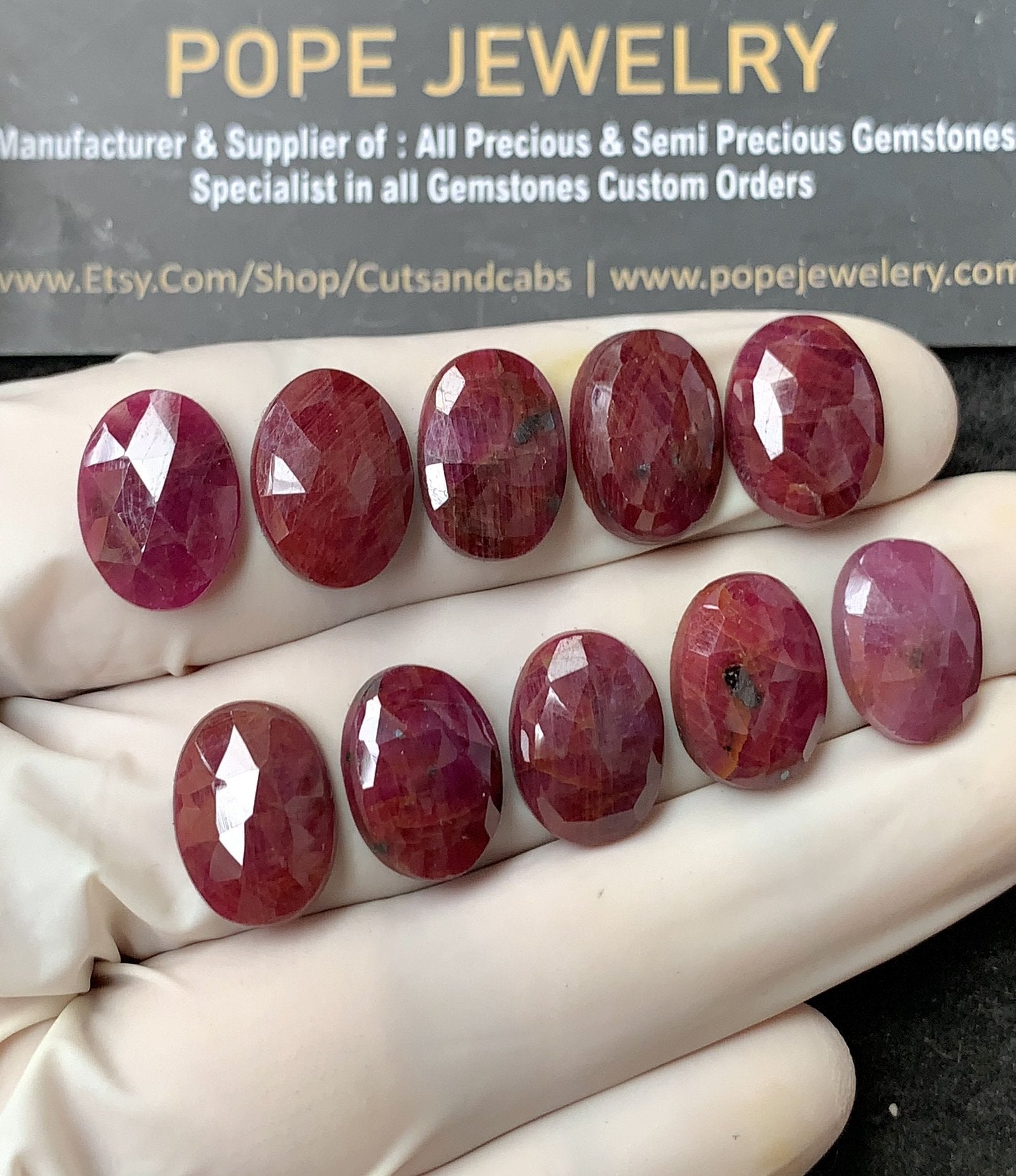 Natural Ruby Gemstone Rose Cut Oval Shape Cabochon High Quality Loose Gemstones For Jewelry Making 14x10 MM Size 10 Pcs V2615