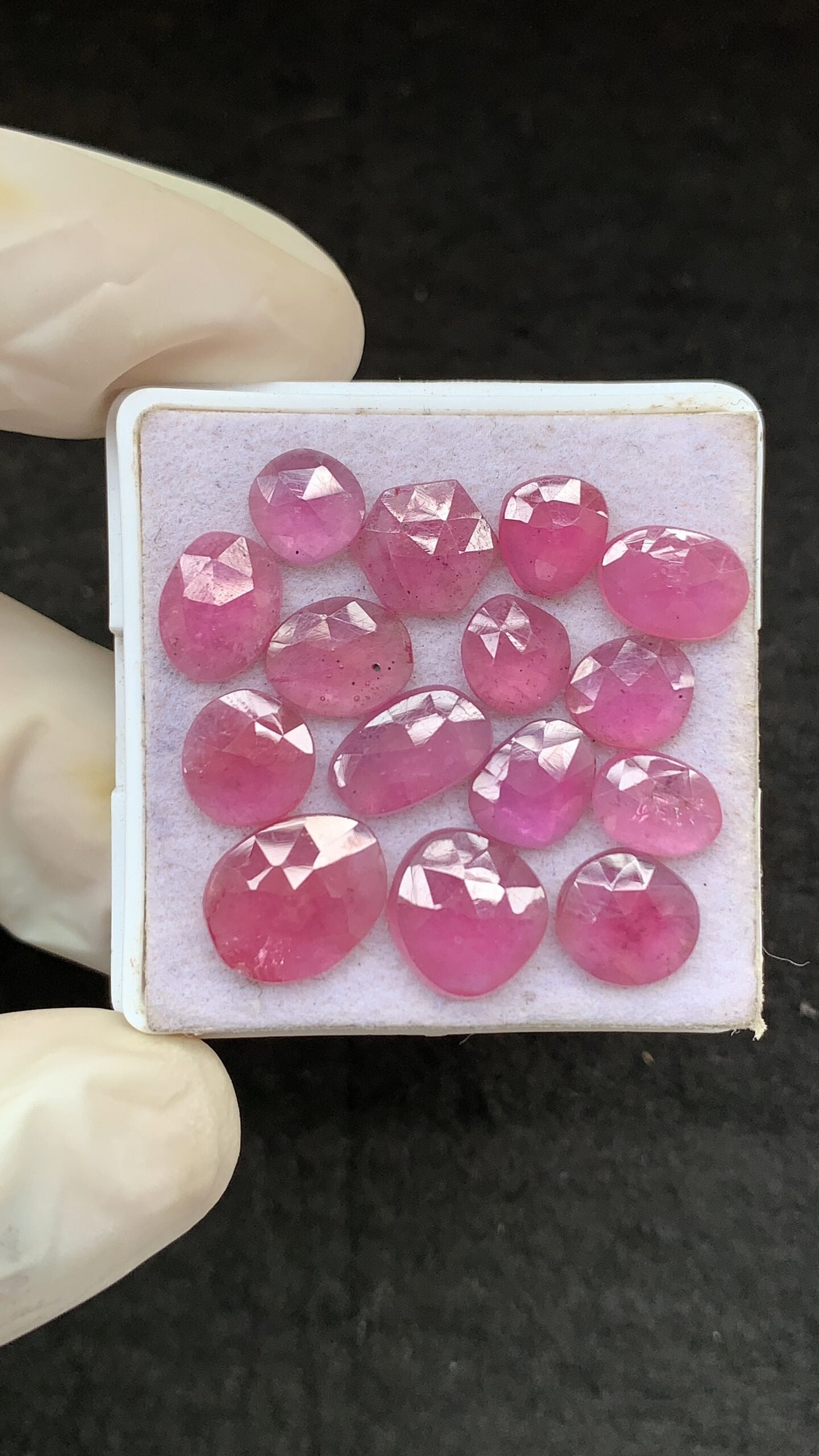 Natural Pink Sapphire Gemstone Rose Cut Fancy Shape Cabochon High Quality Loose Gemstones For Jewelry Making 7-11 MM Size 15 Pcs V2617
