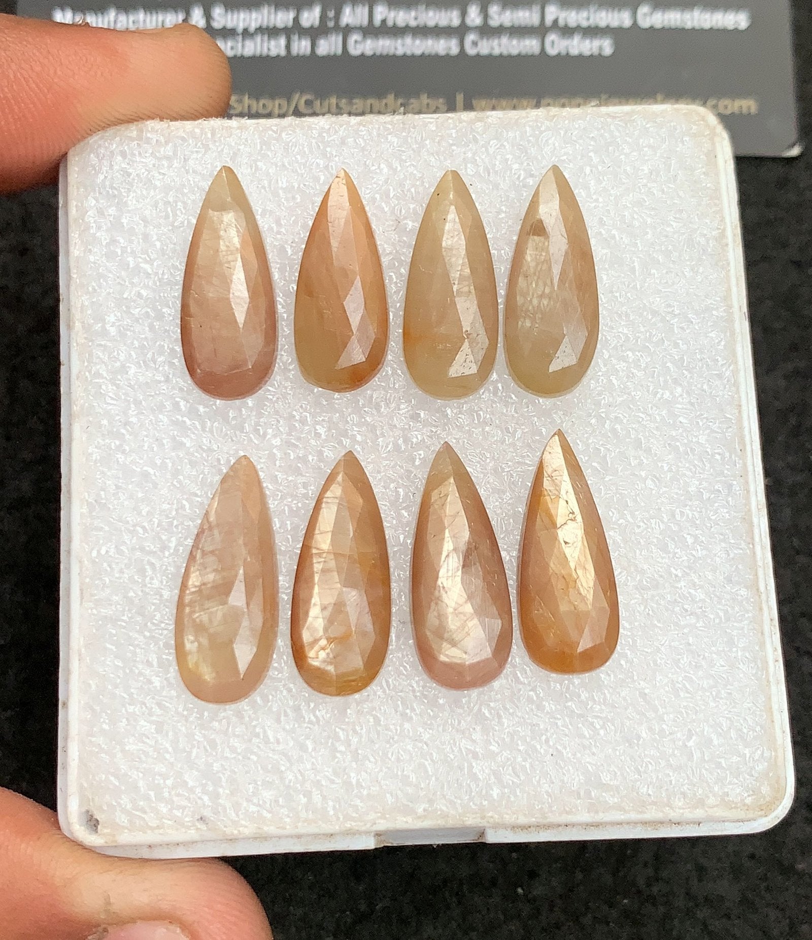 Natural Yellow Silky Sapphire Gemstone Rose Cut Pear Shape Cabochon Shape High Quality Loose Gemstones For Jewelry Making 20x8 MM Size 8 Pcs V4335