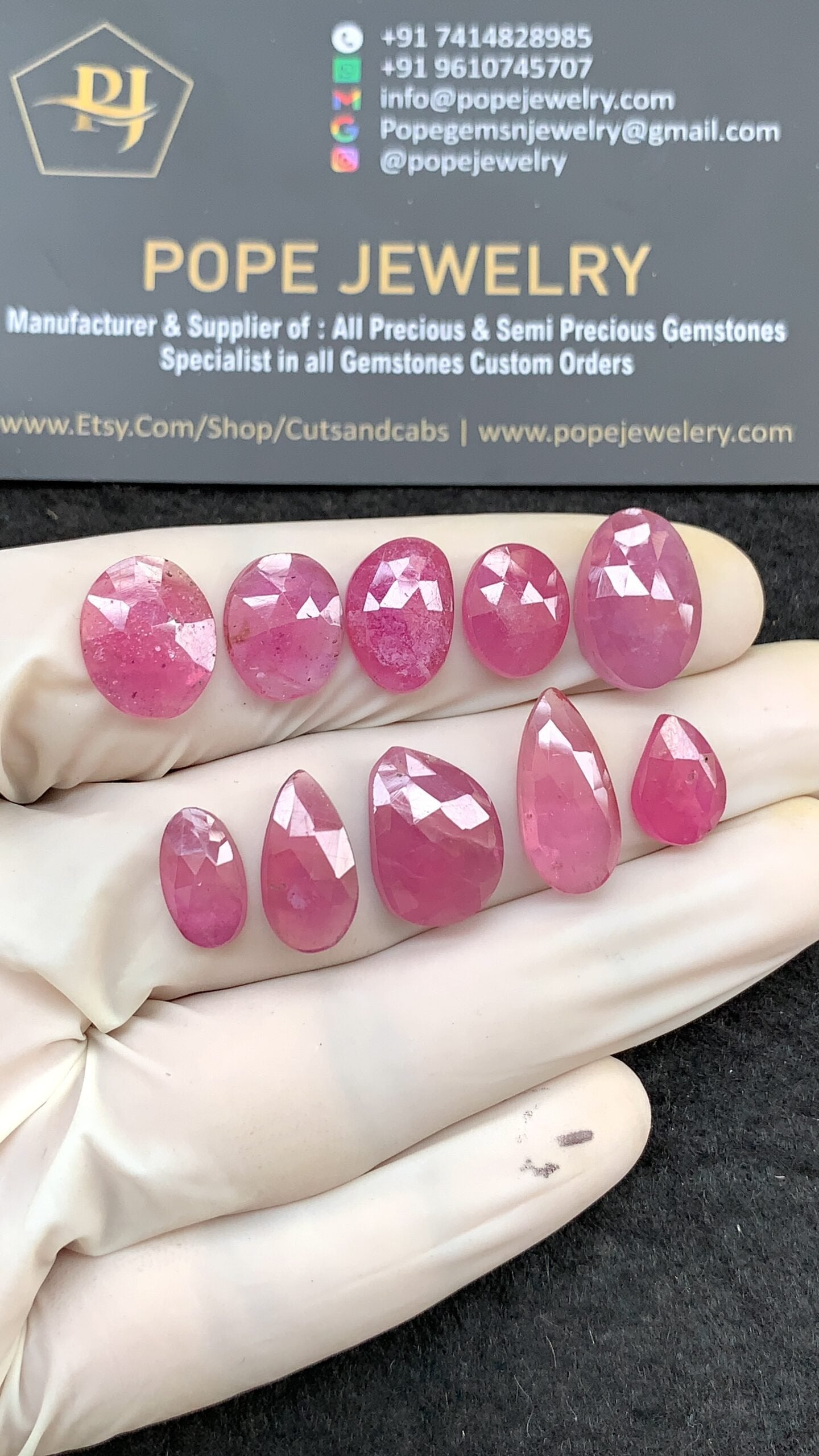 Natural Pink Sapphire Gemstone Rose Cut Fancy Shape Cabochon High Quality Loose Gemstones For Jewelry Making 12-18 MM Size 10 Pcs V2630