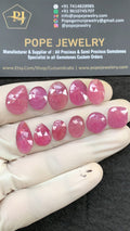 Natural Pink Sapphire Gemstone Rose Cut Fancy Shape Cabochon High Quality Loose Gemstones For Jewelry Making 11-17 MM Size 11 Pcs V2632