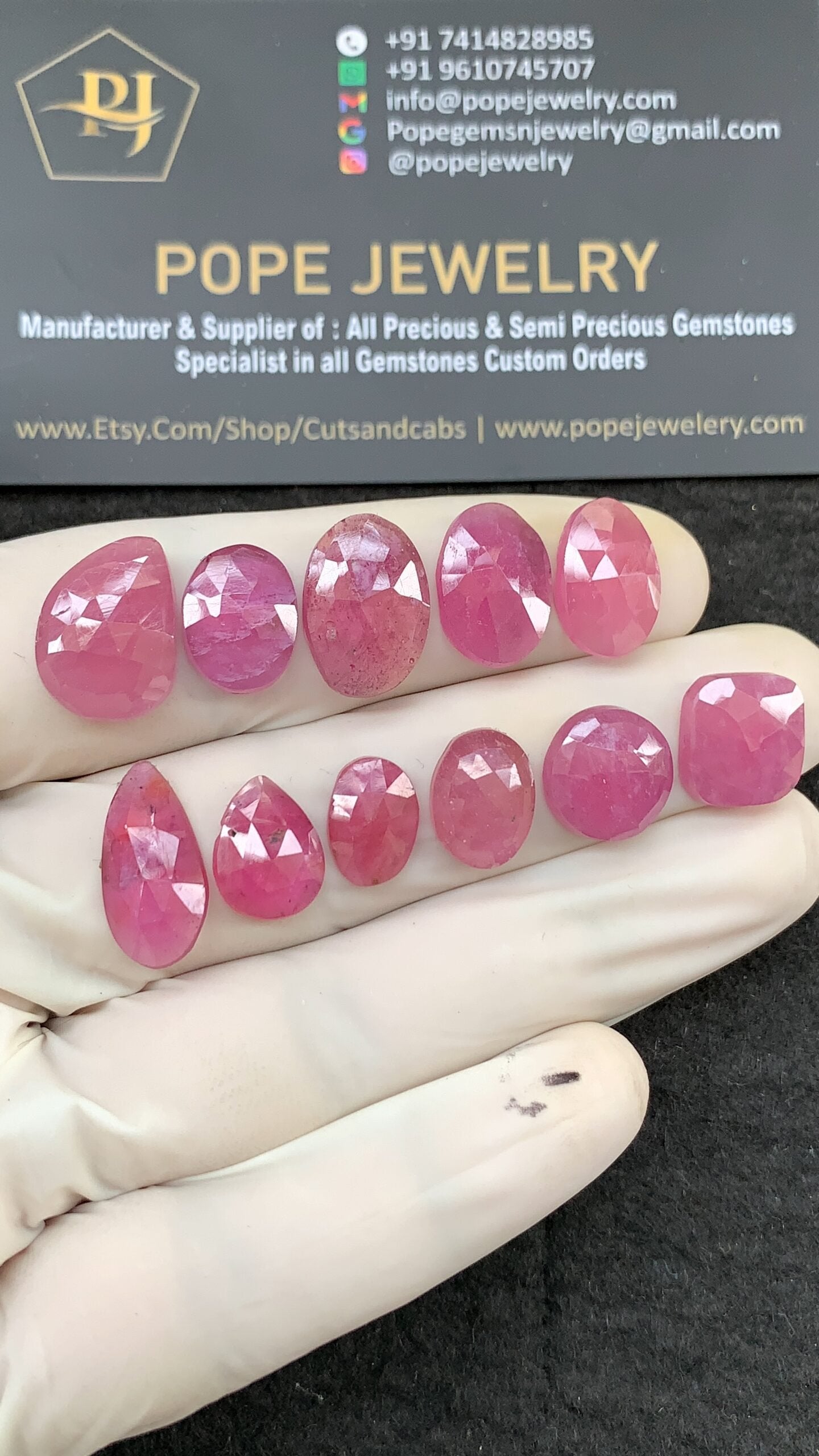 Natural Pink Sapphire Gemstone Rose Cut Fancy Shape Cabochon High Quality Loose Gemstones For Jewelry Making 11-17 MM Size 11 Pcs V2632