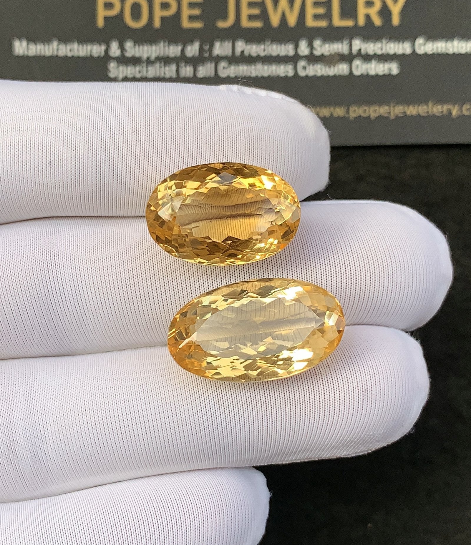 Natural Citrine Gemstone Faceted Cut Oval Shape High Quality Loose Gemstones For Jewelry Making 18-21 MM Size 2 Pcs SM24922
