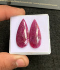 Natural Ruby Gemstone Rose Cut Pear Shape Cabochon High Quality Loose Gemstones For Jewelry Making 30x12 MM Size 1 Pair V4346