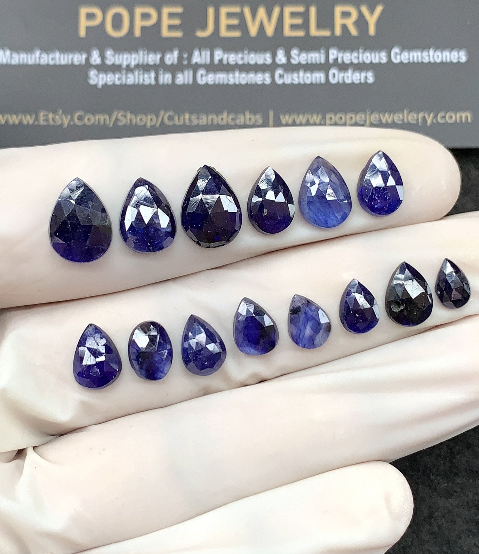 Natural Blue Sapphire Gemstone Rose Cut Mix Shape Cabochon High Quality Loose Gemstones For Jewelry Making 7-11 MM Size 14 Pcs V2643