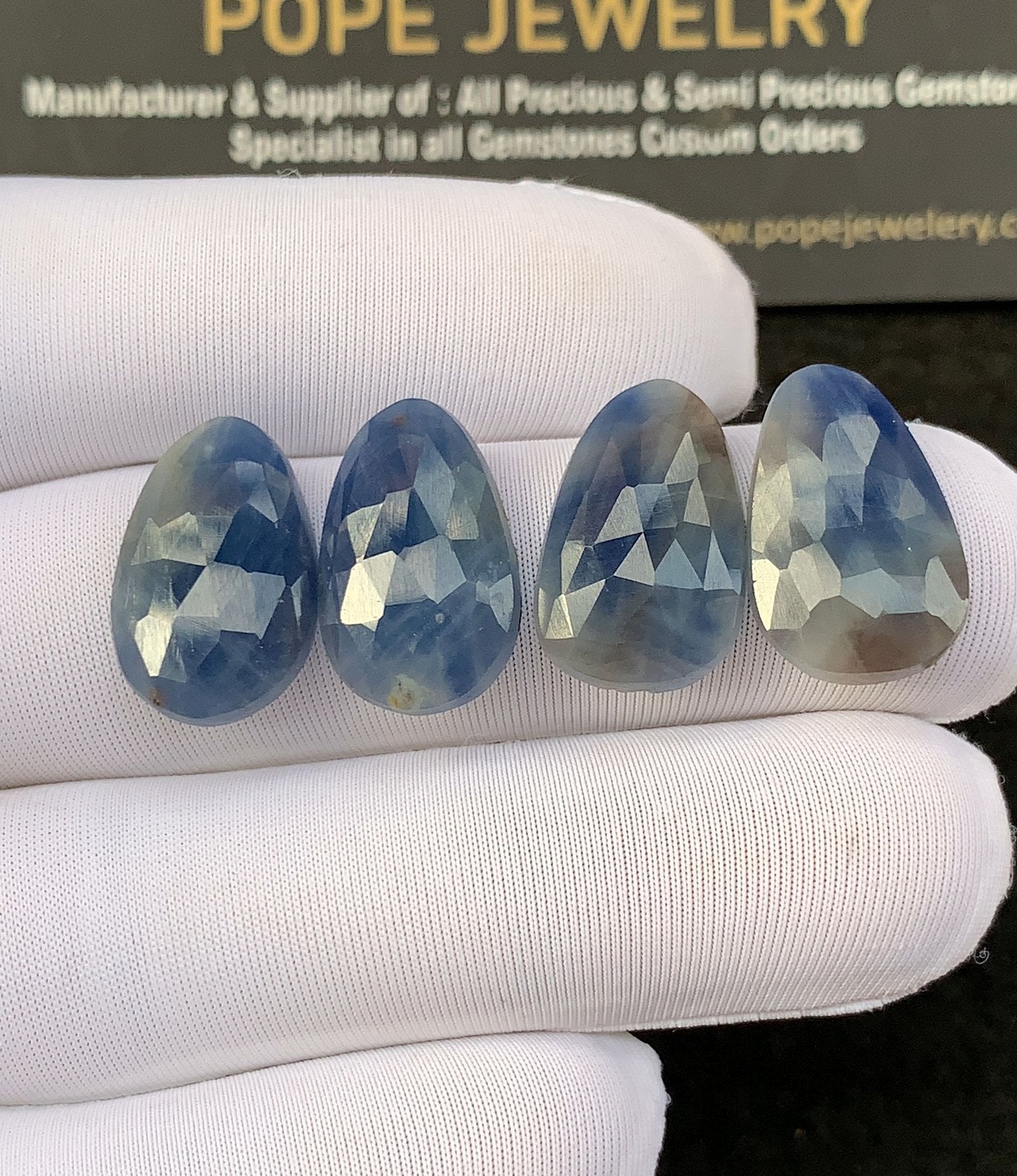 Natural Blue Sapphire Gemstone Rose Cut Mix Shape Cabochon High Quality Loose Gemstones For Jewelry Making 18x11 MM Size 2 Pair SM24928