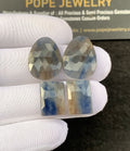 Natural Blue Sapphire Gemstone Rose Cut Mix Shape Cabochon High Quality Loose Gemstones For Jewelry Making 14-20 MM Size 2 Pair SM24930