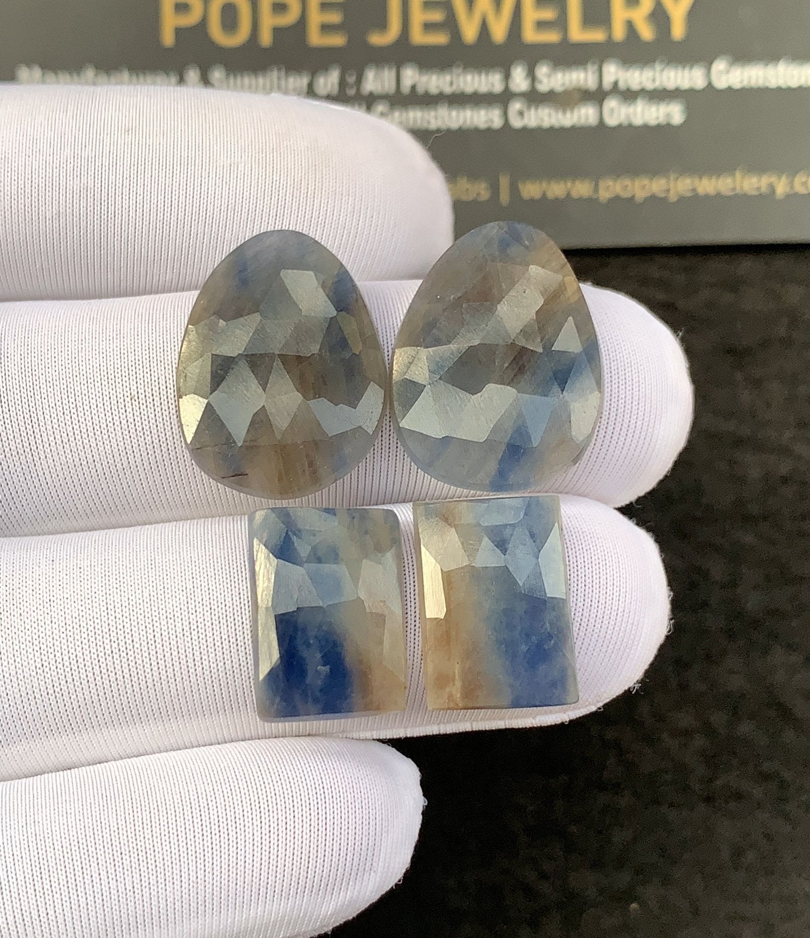 Natural Blue Sapphire Gemstone Rose Cut Mix Shape Cabochon High Quality Loose Gemstones For Jewelry Making 14-20 MM Size 2 Pair SM24930