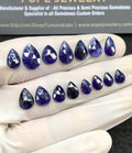 Natural Blue Sapphire Gemstone Rose Cut Pear Shape Cabochon High Quality Loose Gemstones For Jewelry Making 7-12 MM Size 15 Pcs V2646