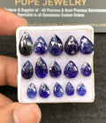 Natural Blue Sapphire Gemstone Rose Cut Pear Shape Cabochon High Quality Loose Gemstones For Jewelry Making 7-13 MM Size 15 Pcs V2649