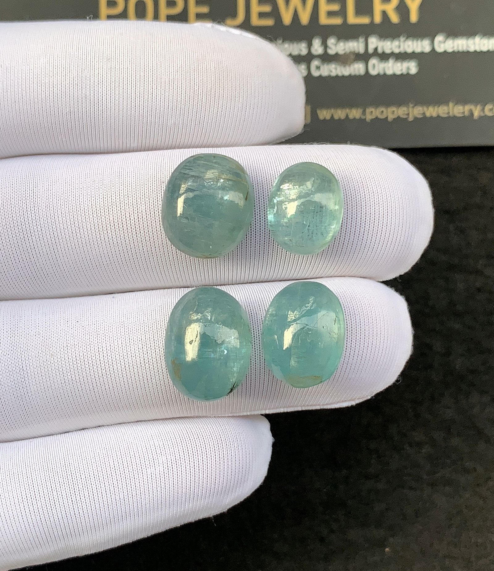 Natural Aqua Kyanite Gemstone Smooth Oval Shape Cabochon High Quality Loose Gemstones For Jewelry Making 11-14 MM Size 4 Pcs SM24934