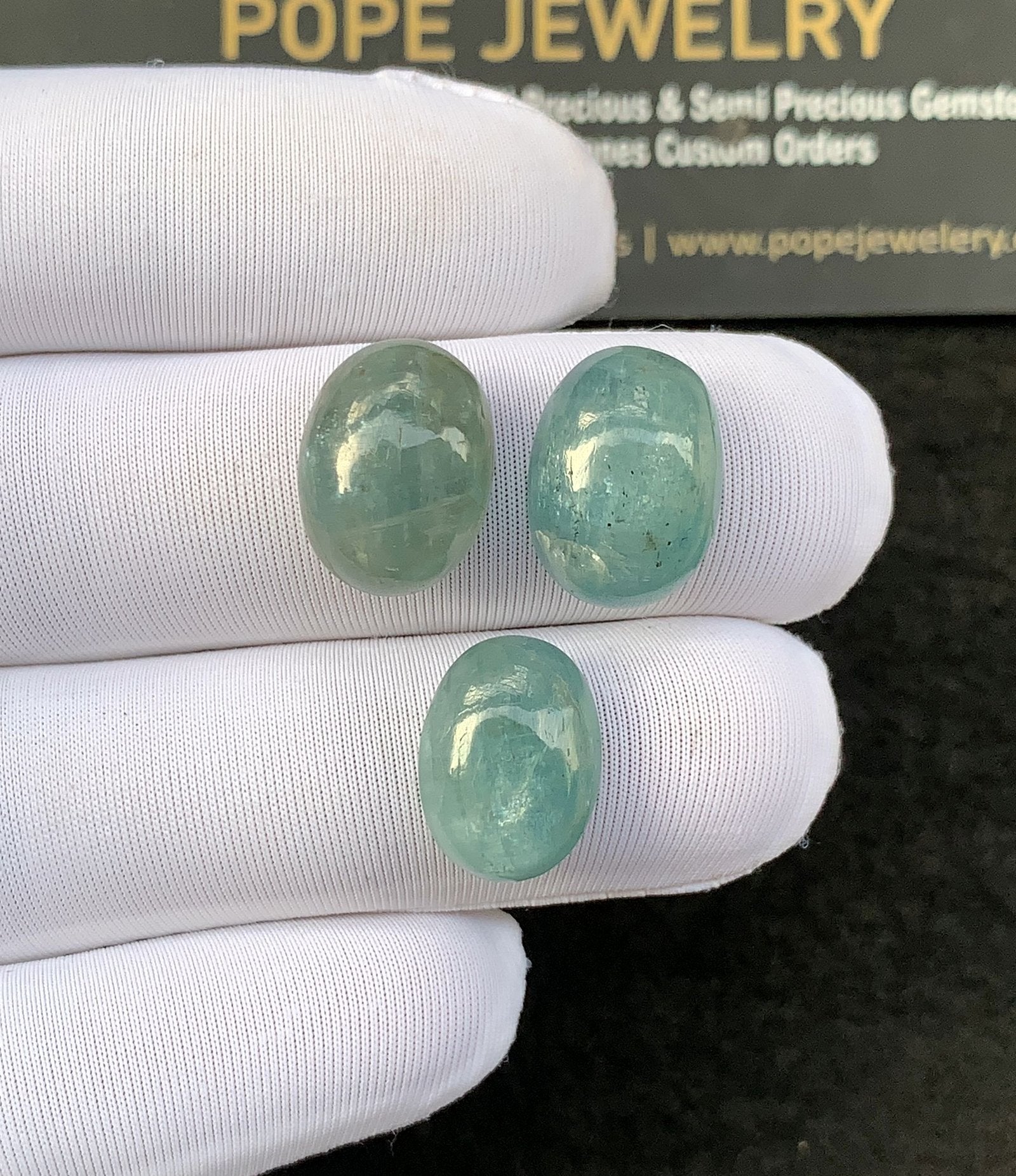 Natural Aqua Kyanite Gemstone Smooth Oval Shape Cabochon High Quality Loose Gemstones For Jewelry Making 14-15 MM Size 3 Pcs SM24935
