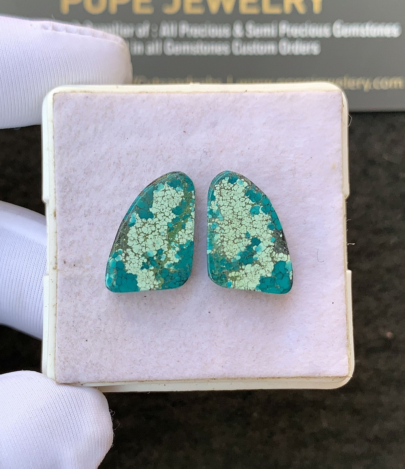 Natural Tibetan Turquoise Gemstone Smooth Fancy Shape Cabochon High Quality Loose Gemstones For Jewelry Making 17x11 MM Size 1 Pair V2666