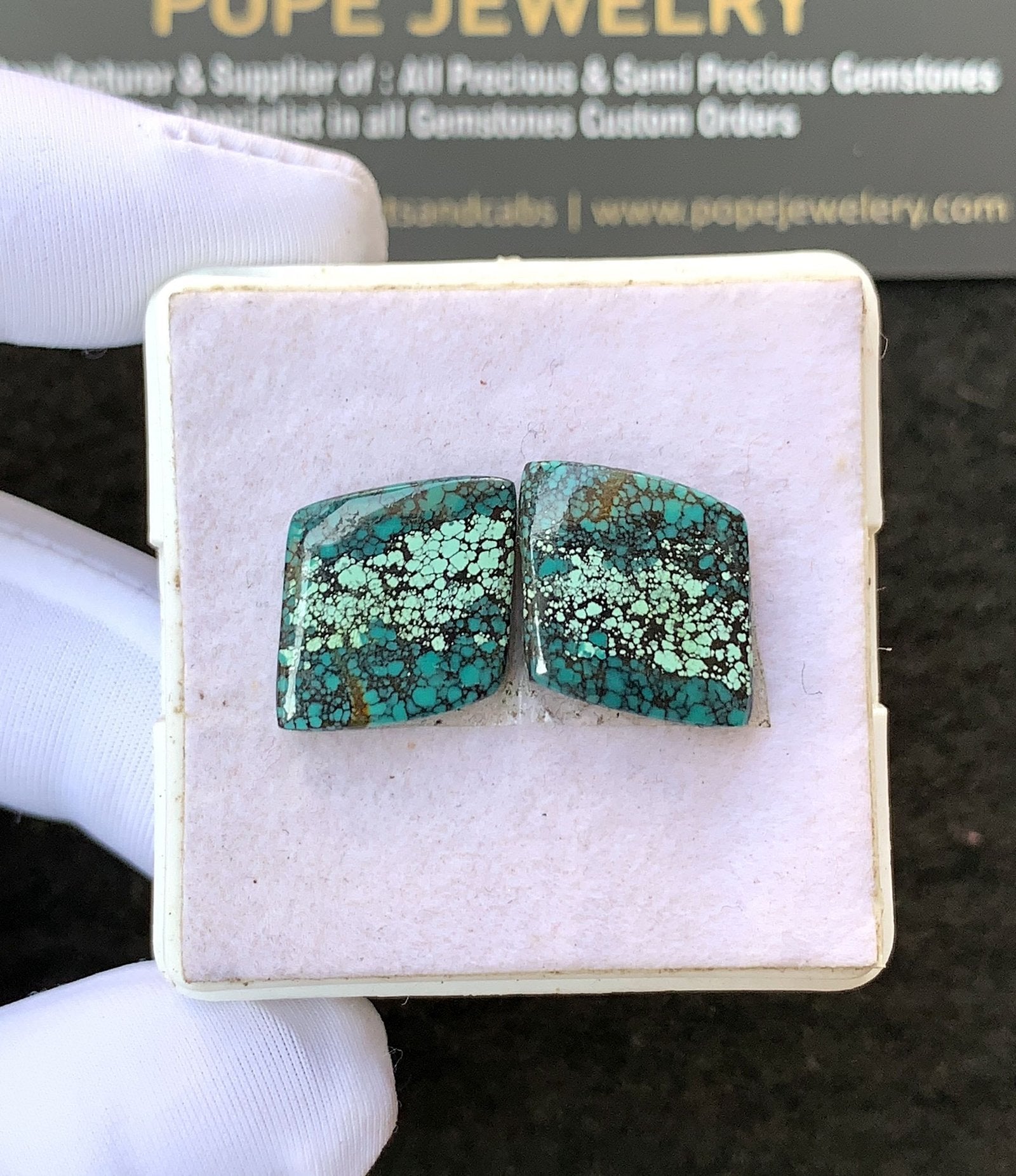 Natural Tibetan Turquoise Gemstone Smooth Fancy Shape Cabochon High Quality Loose Gemstones For Jewelry Making 13x12 MM Size 1 Pair V2667
