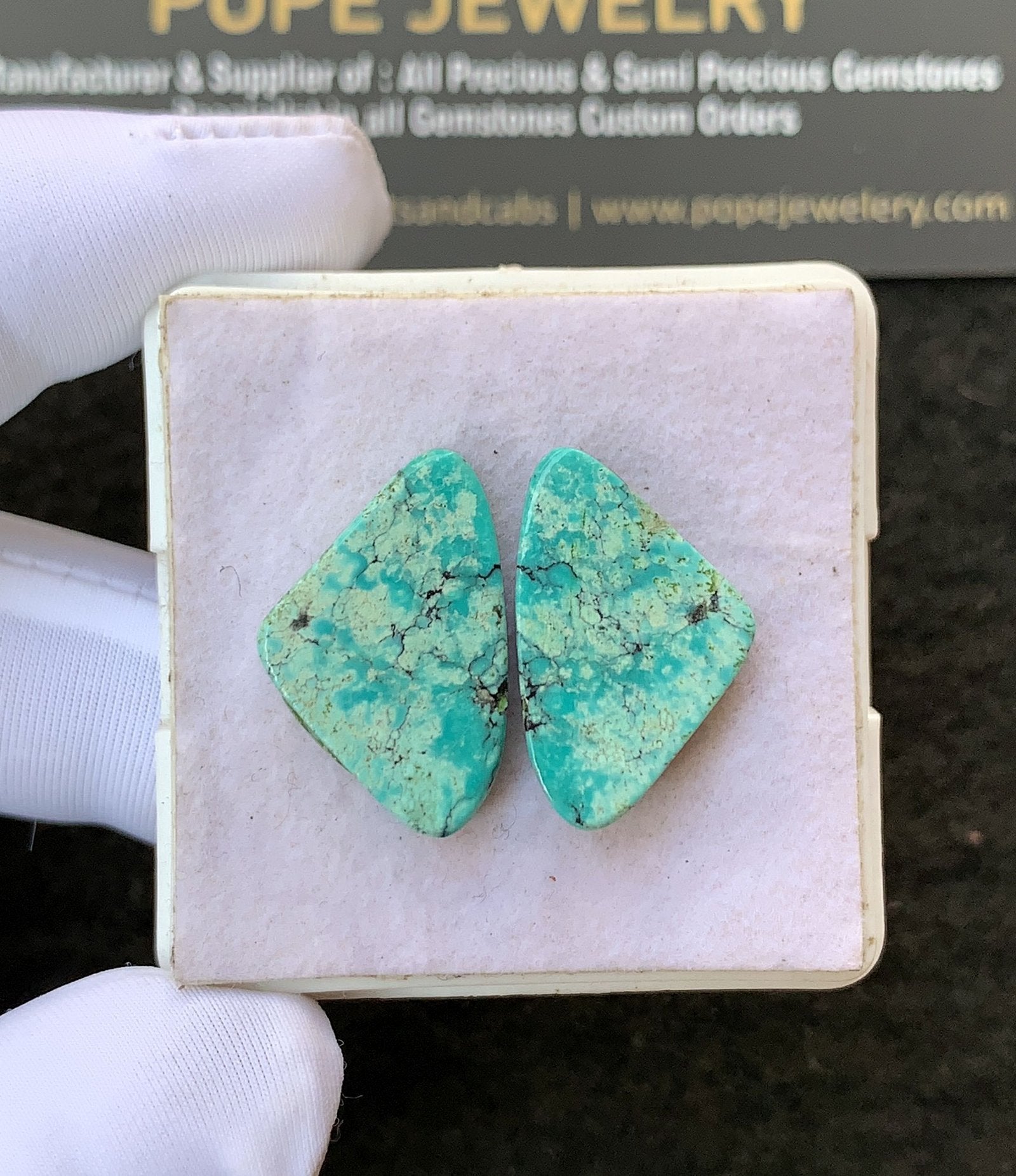 Natural Tibetan Turquoise Gemstone Smooth Fancy Shape Cabochon High Quality Loose Gemstones For Jewelry Making 21x13 MM Size 1 Pair V2668