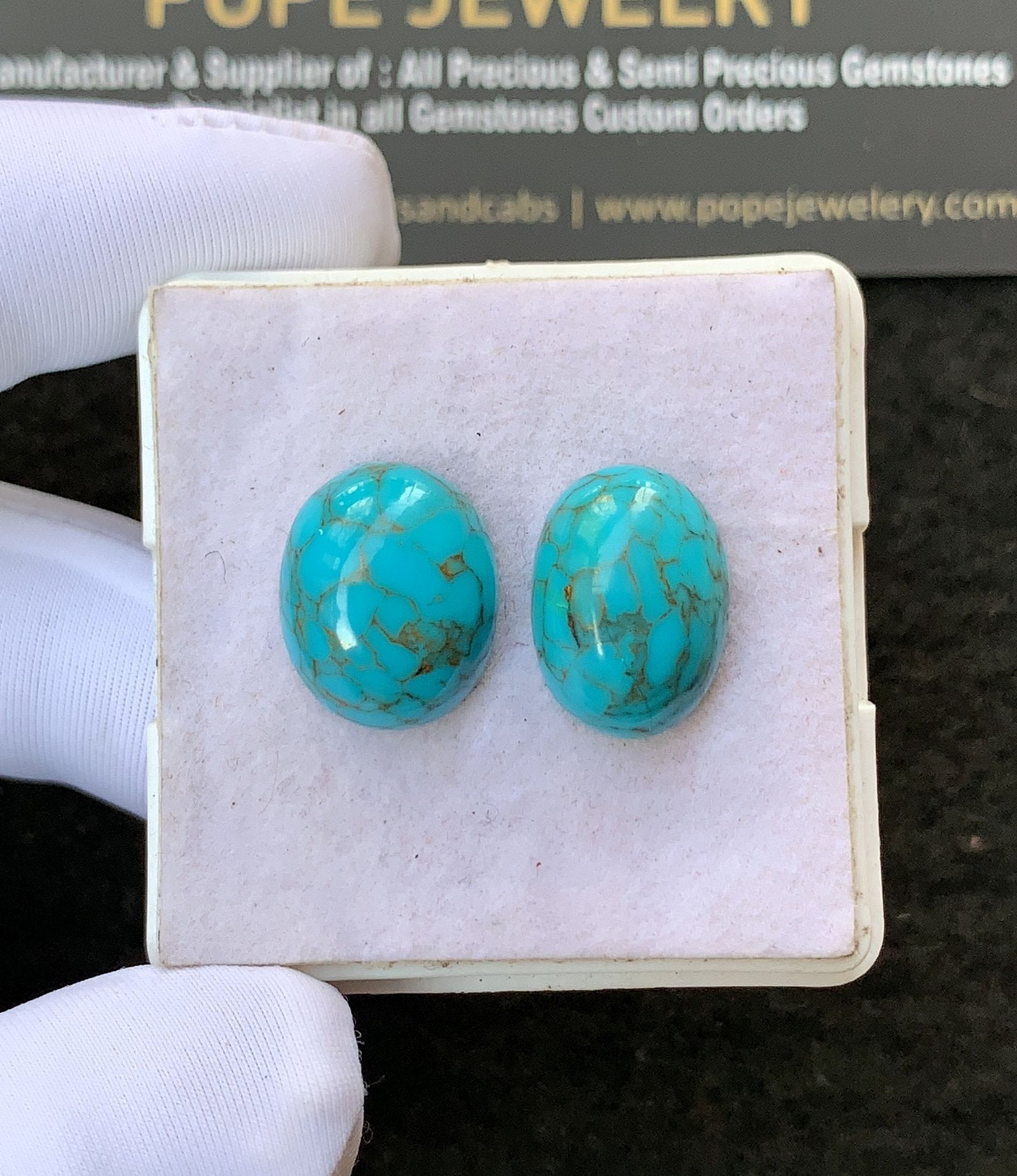 Natural Tibetan Turquoise Gemstone Smooth Oval Shape Cabochon High Quality Loose Gemstones For Jewelry Making 15x12 MM Size 1 Pair V2671
