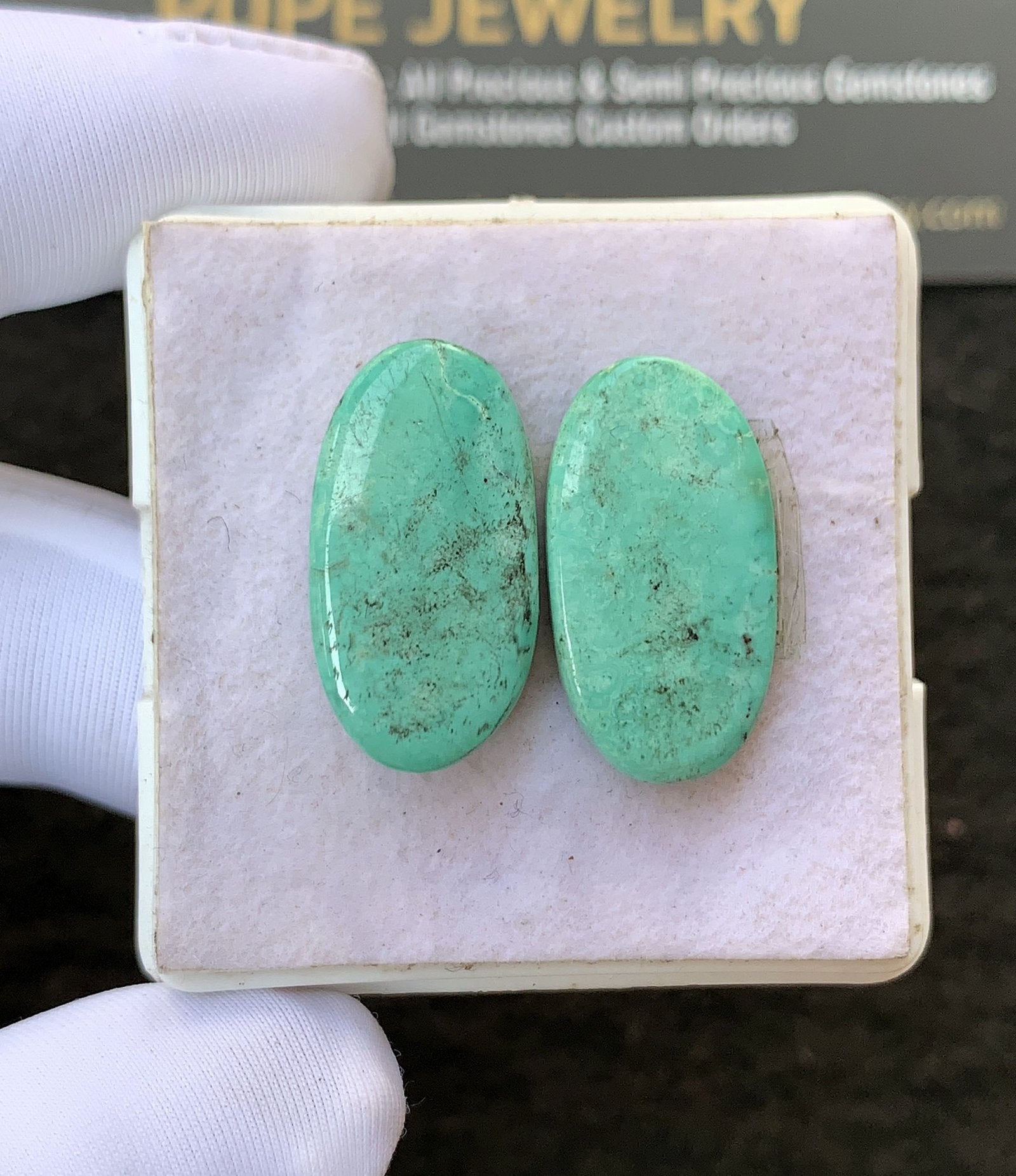 Natural Tibetan Turquoise Gemstone Smooth Oval Shape Cabochon High Quality Loose Gemstones For Jewelry Making 21x12 MM Size 1 Pair V2672