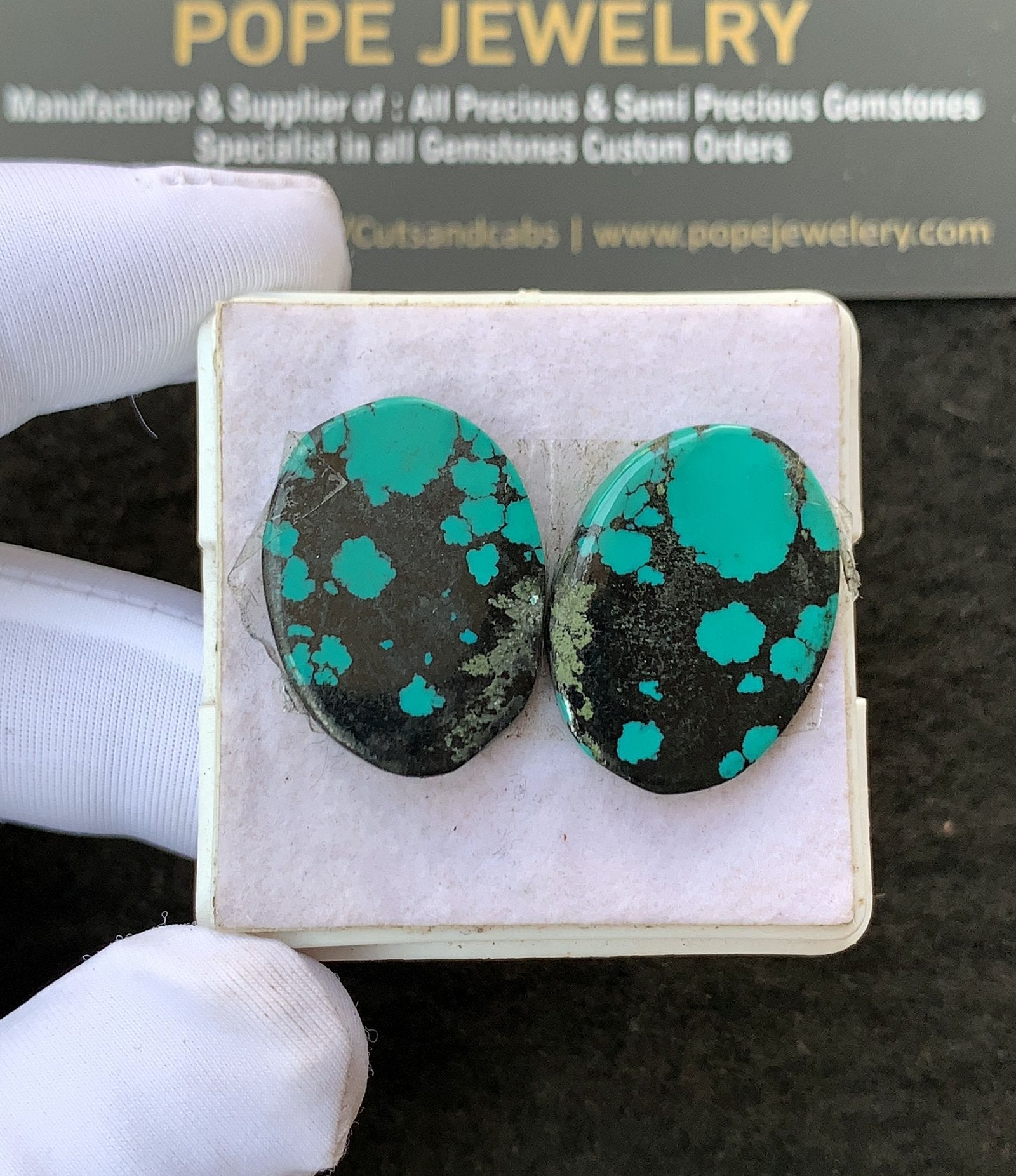 Natural Tibetan Turquoise Gemstone Smooth Oval Shape Cabochon High Quality Loose Gemstones For Jewelry Making 23x17 MM Size 1 Pair V2675