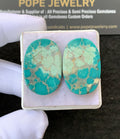 Natural Tibetan Turquoise Gemstone Smooth Oval Shape Cabochon High Quality Loose Gemstones For Jewelry Making 28x19 MM Size 1 Pair V2676
