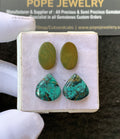 Natural Tibetan Turquoise Gemstone Smooth Pear Shape Cabochon High Quality Loose Gemstones For Jewelry Making 13-14 MM Size 2 Pair V2683