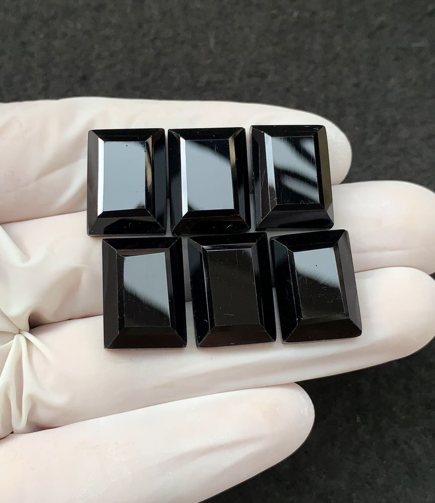 Black Spinel Gemstone Natural Black Spinel Step Cut Rectangle Shape Gemstone 17x13 MM 6 Pcs High Quality Wholesale gems SM23890