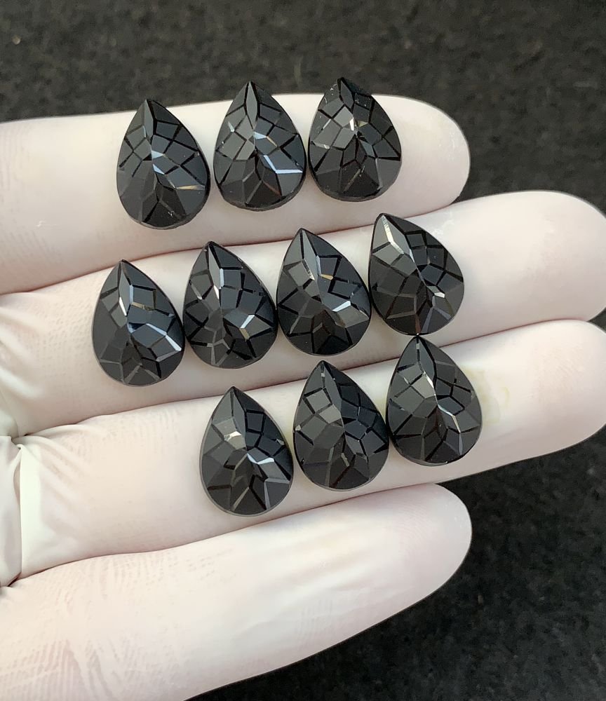 Black Spinel Gemstone Natural Black Spinel Precision Cut Pear Shape Gemstone 14x10 MM 10 Pcs High Quality Wholesale gems SM23900