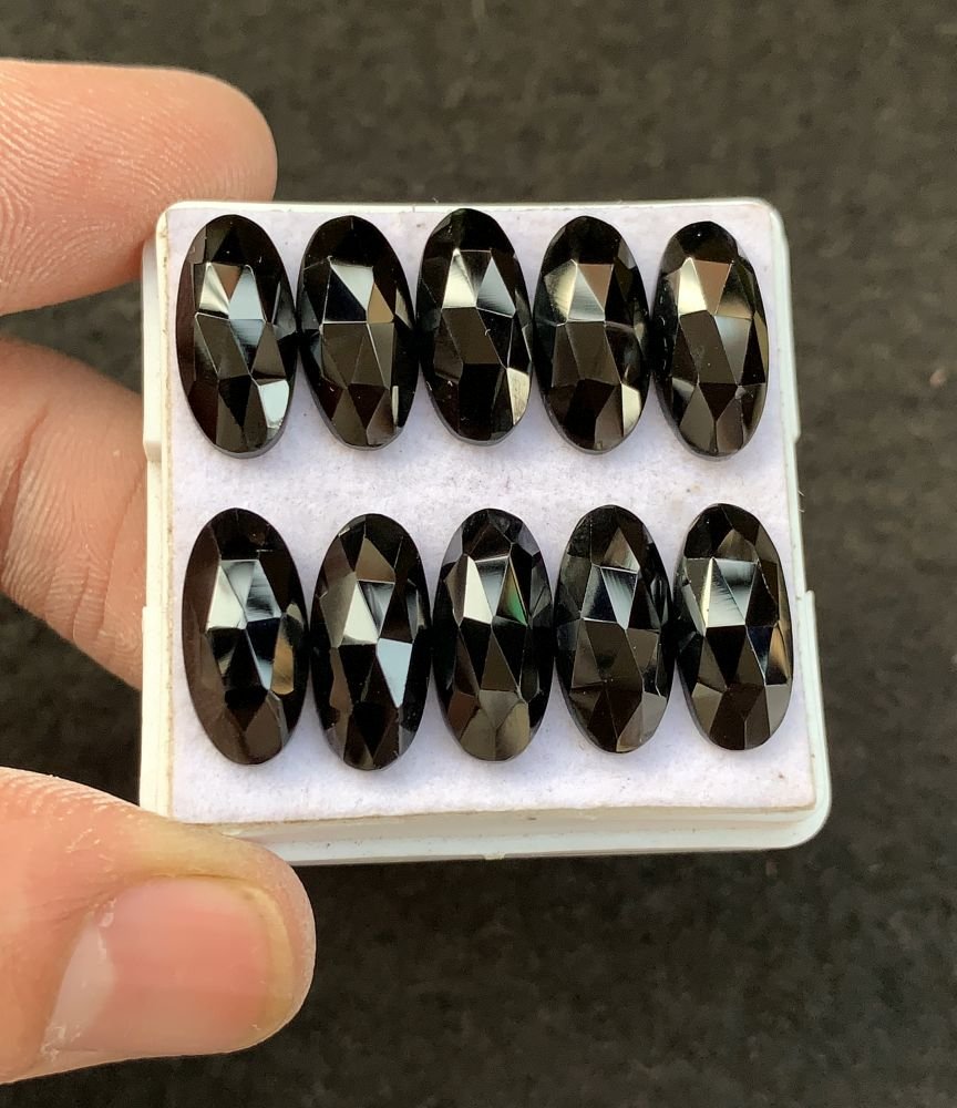 Black Spinel Gemstone Natural Black Spinel Rose Cut Oval Shape Gemstone 15x7 MM 10 Pcs High Quality Wholesale gems SM23909